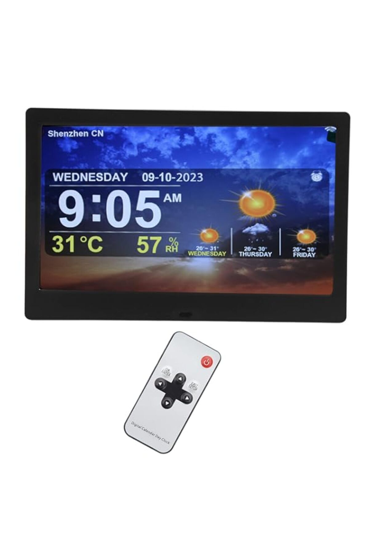 Generic-Digital Calendar Day Clock, 10 Inch Extra Large Non-Abbreviated Screen Display, AM/PM, with 8 Alarm 1