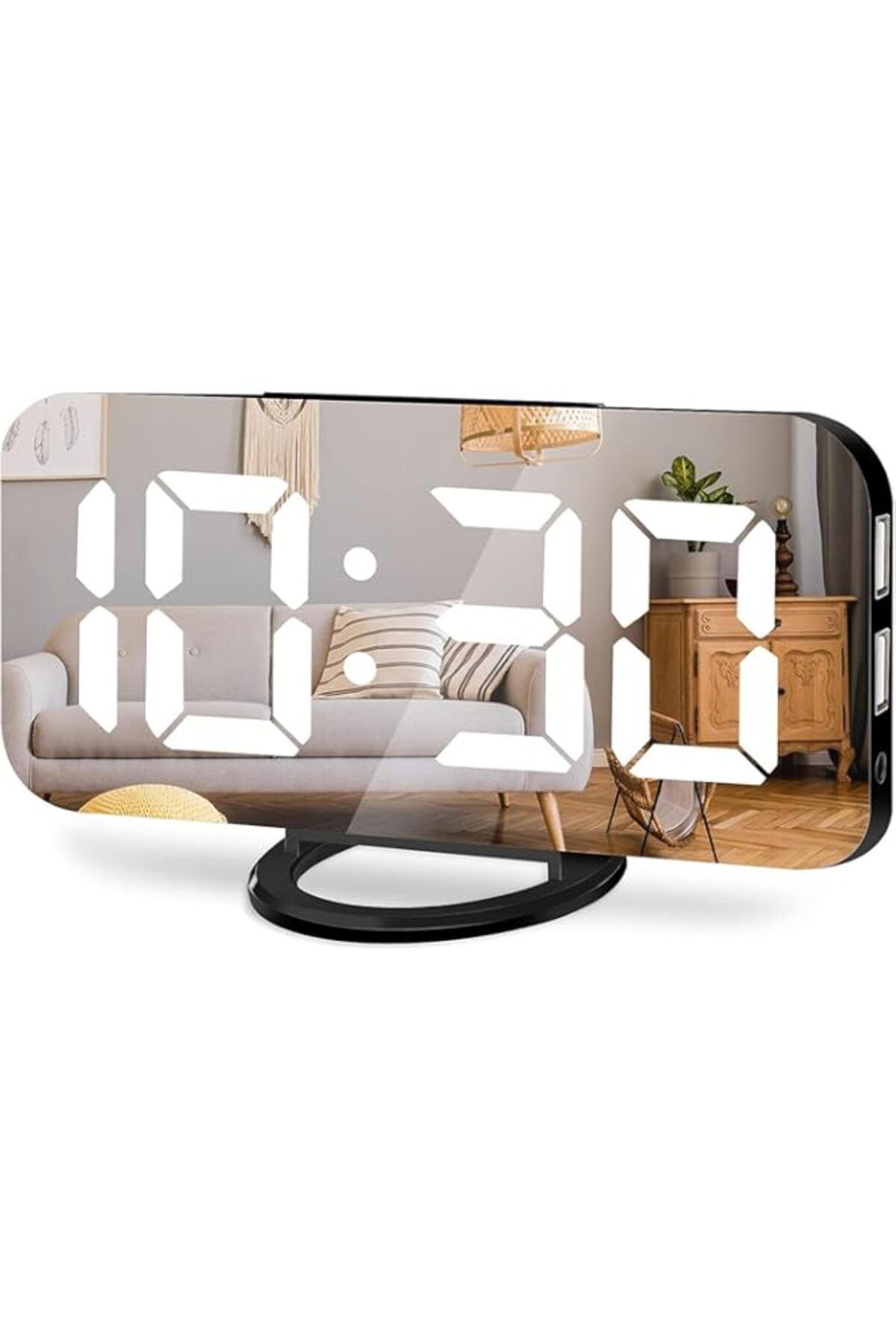 Generic-Oasisgalore Digital Alarm Clock with LED Mirror Screen 3 Adjustable Brightness Mode with Snooze Mod 1