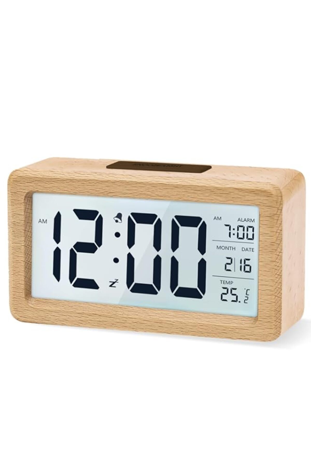 Generic-aboveClock Wooden Digital Alarm Clock, LED Digital Clock without Tic-Tac with Date Display, Tempera 1