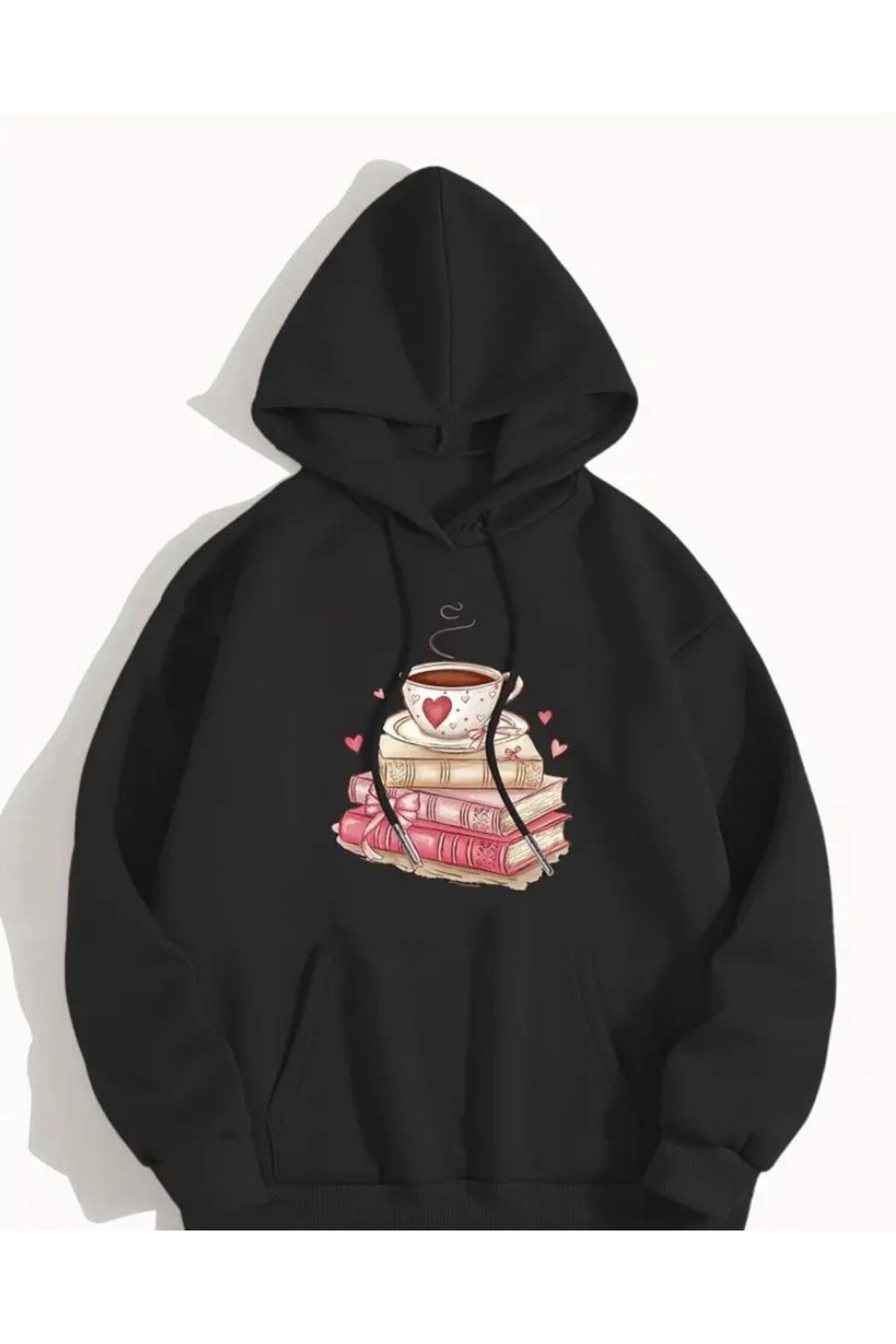 herkesemoda Printed Fleece Hooded Sweatshirt