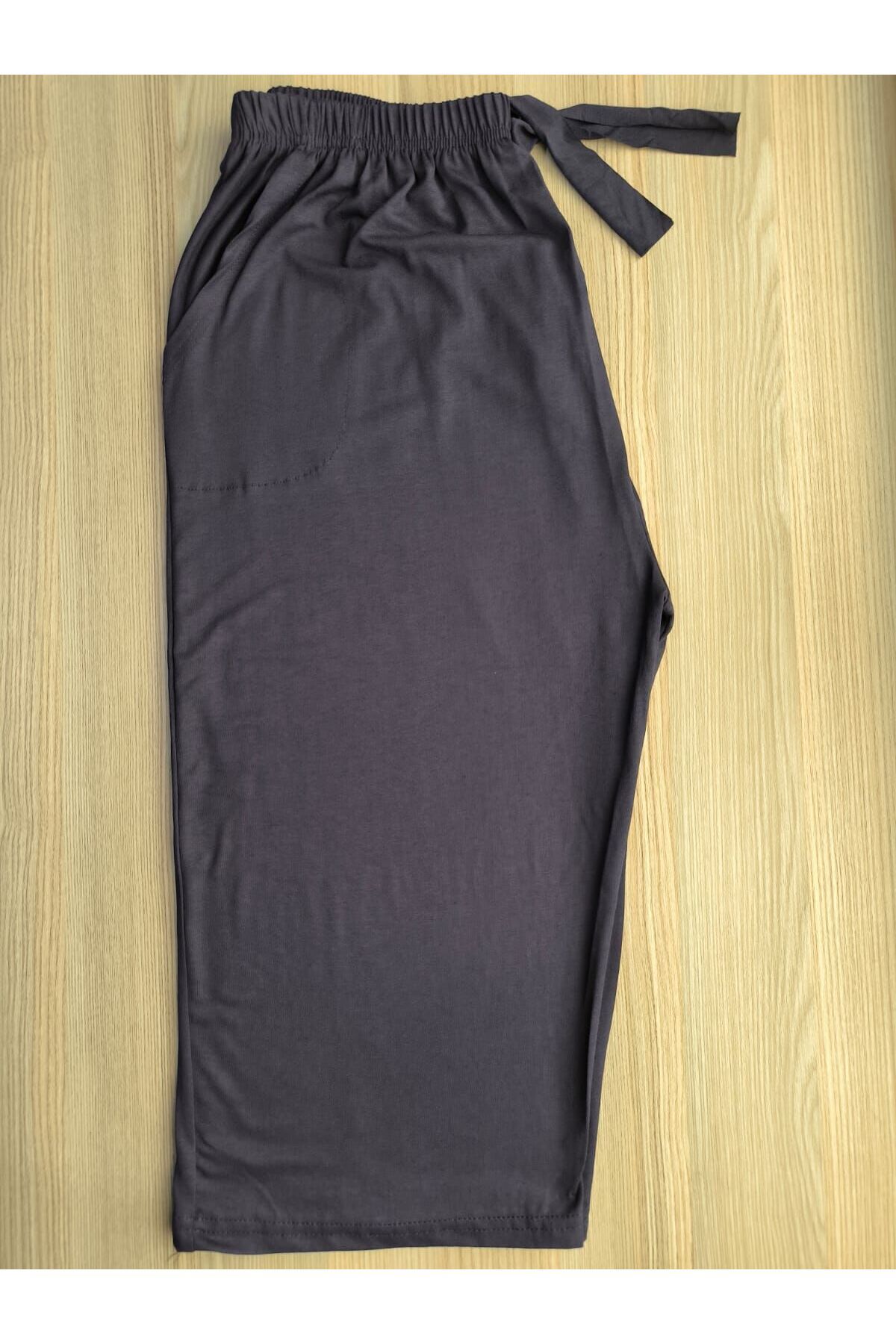 FRESCO SCARFS-Plus Size Cotton Lycra Viscose Thin Summer Pocket Combed Cotton Capri Pajama Pants 1
