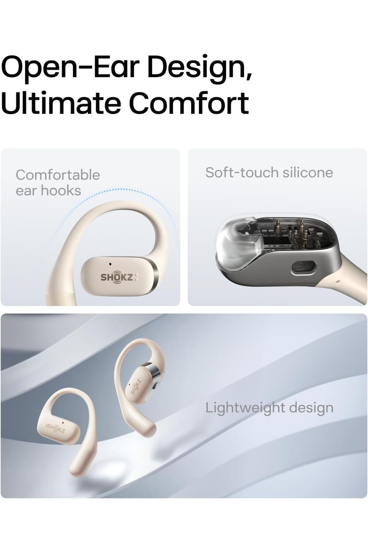 Shokz-OpenFit Open-Ear True Wireless Bluetooth Headphones with Microphone, Earbuds with Earhooks, Sw 7