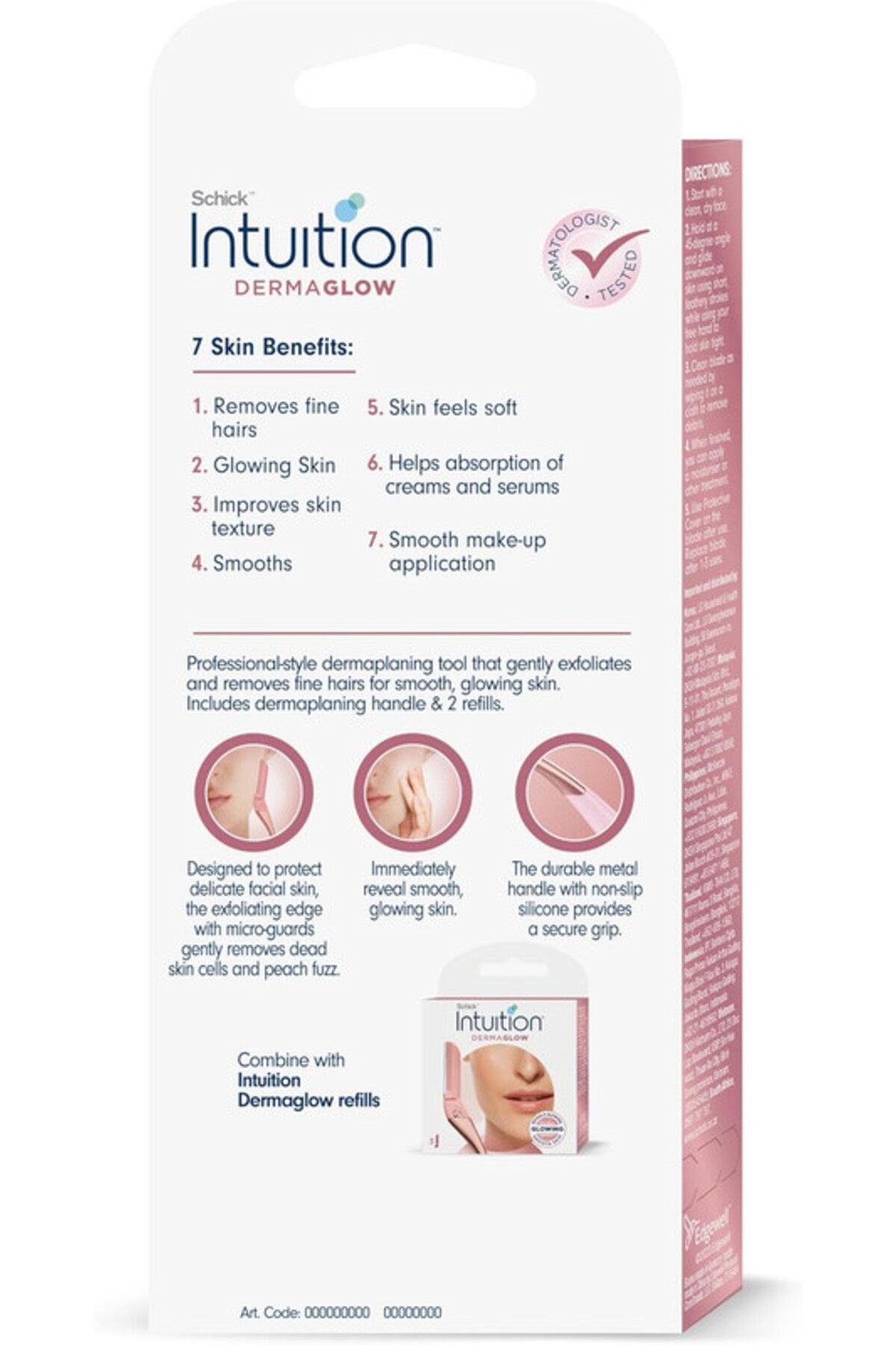 INTUITION-Derma Glow Facial Razor -Dermaplanning Tool-removes Fine Hairs- With 1 Razor & 2 refills 2