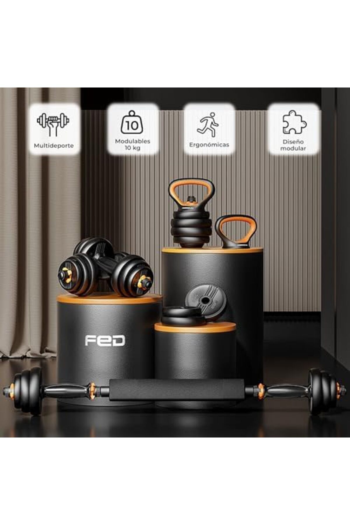 Xiaomi-KSIX Smart Your Tech Fed Kit Dumbbell V2, Bar and Kettlebell 10 kg 4