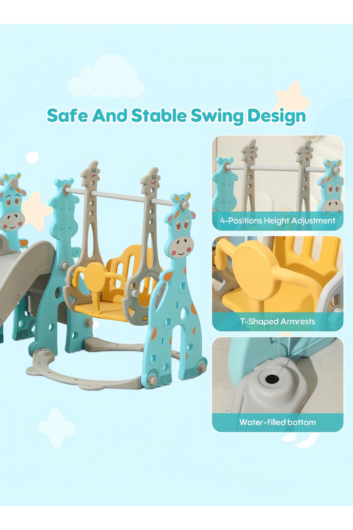 Sheinhome-Kids Swing And Slide Set Indoor Toddler Slide Set With Basketball Hoopr for Children Playground 4