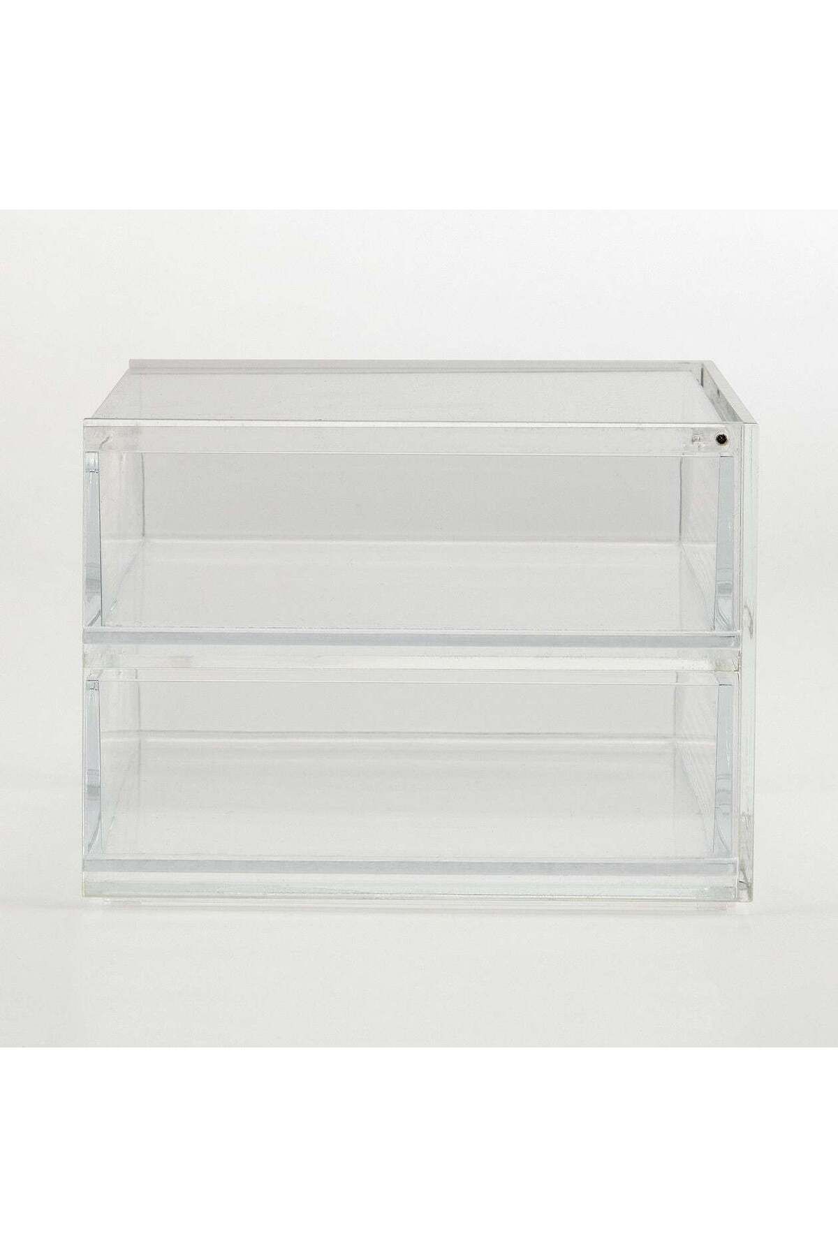 Muji-Stackable Acrylic Storage Case with 2 Layered Lid Drawer, Clear, 175 x 130 x 95 mm 4