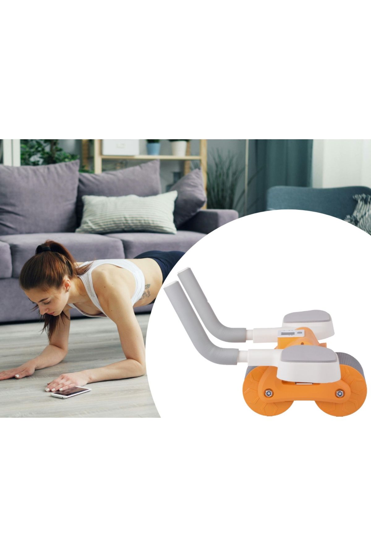zola-Double roller for abdominal training, smart computer, LCD display, non-slip handles 3