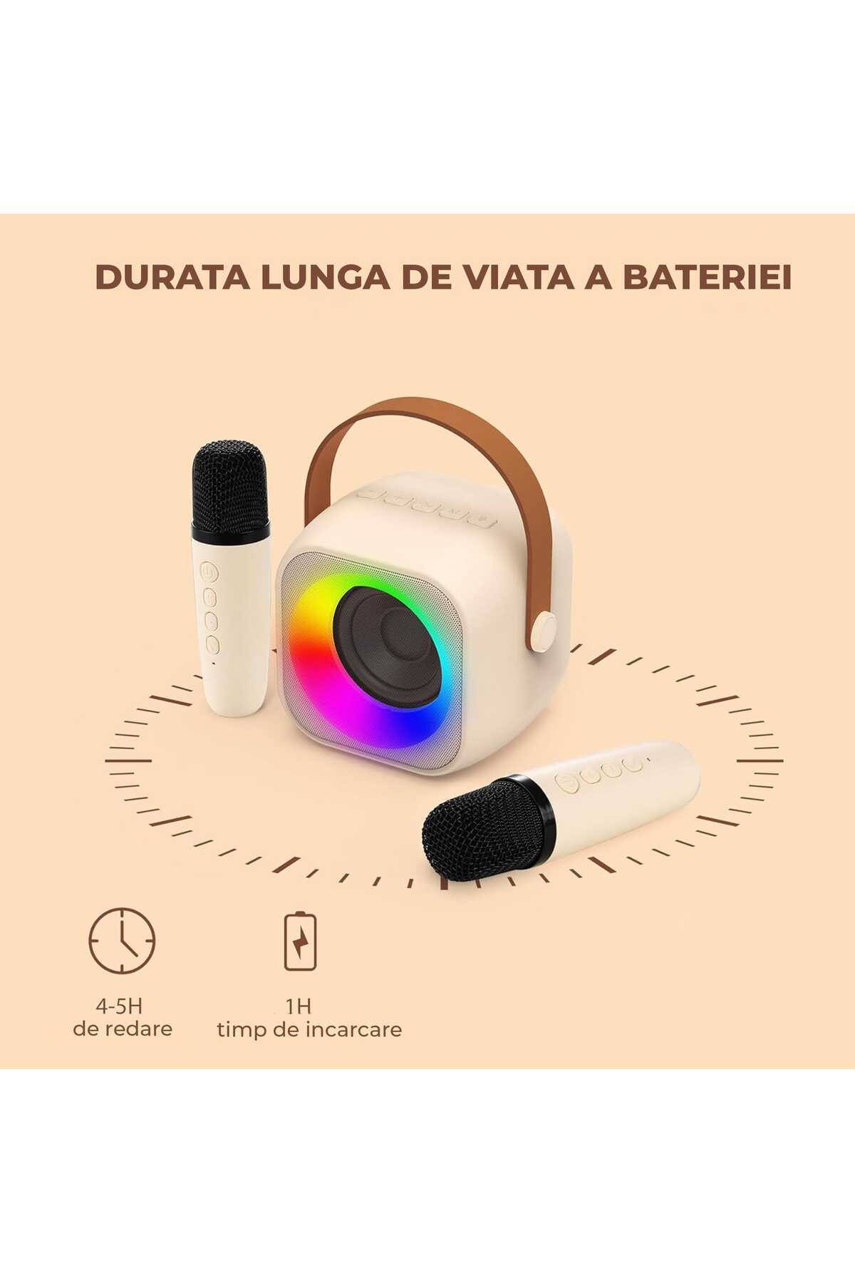 Timebox-Bluetooth 5.0 Karaoke Speaker Set with 2 Wireless Microphones, Multi-Functional, 4 Magic Voice Chang 6