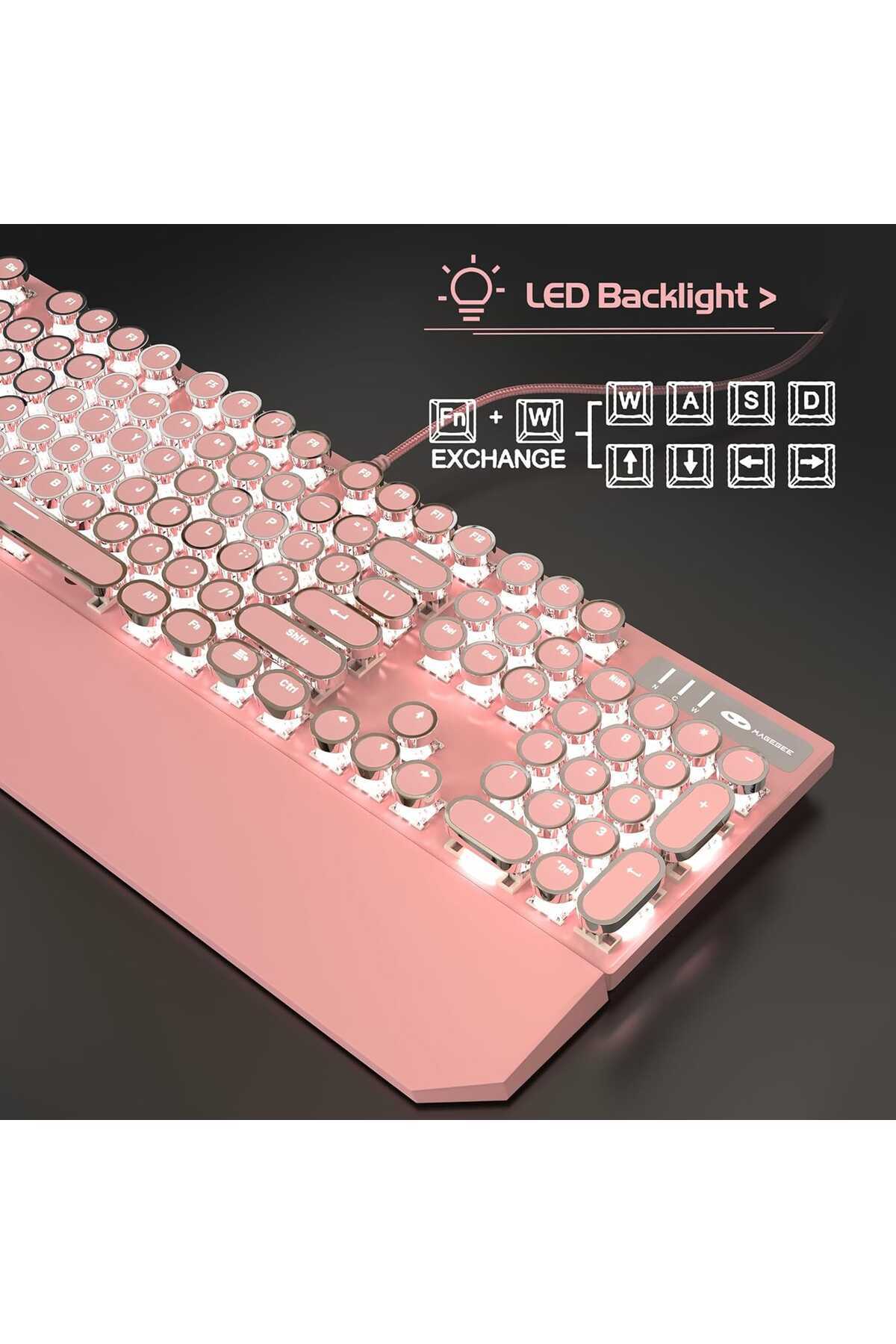 Timebox-Mechanical Gaming Keyboard, LED lighting, 104 low key keys, wired and Removable Magnetic Wrist Rest 7