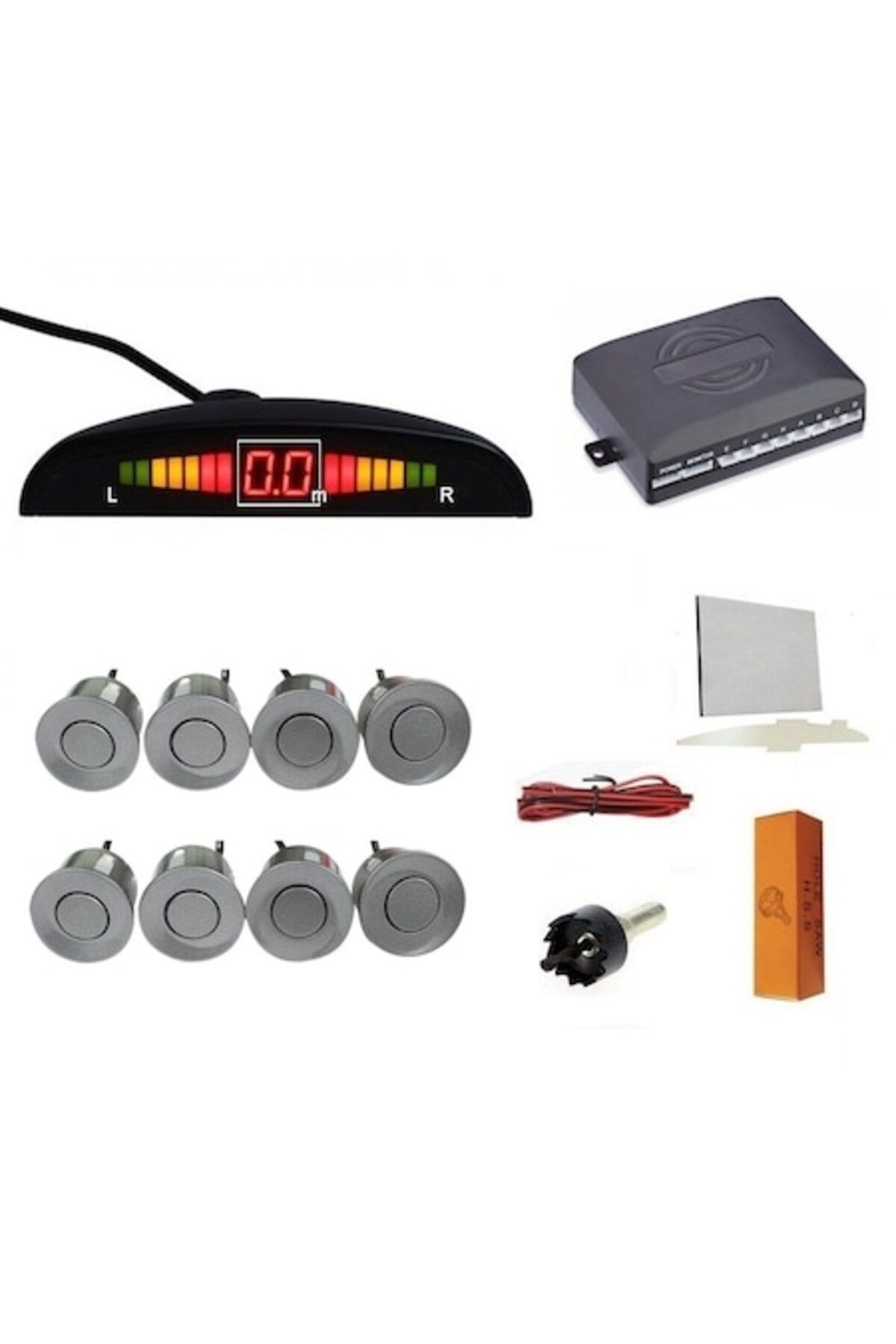 Electro AG-Parking Sensors, Dark Gray, Front and Rear with 8 Sensors, Display and Sound Alert 1
