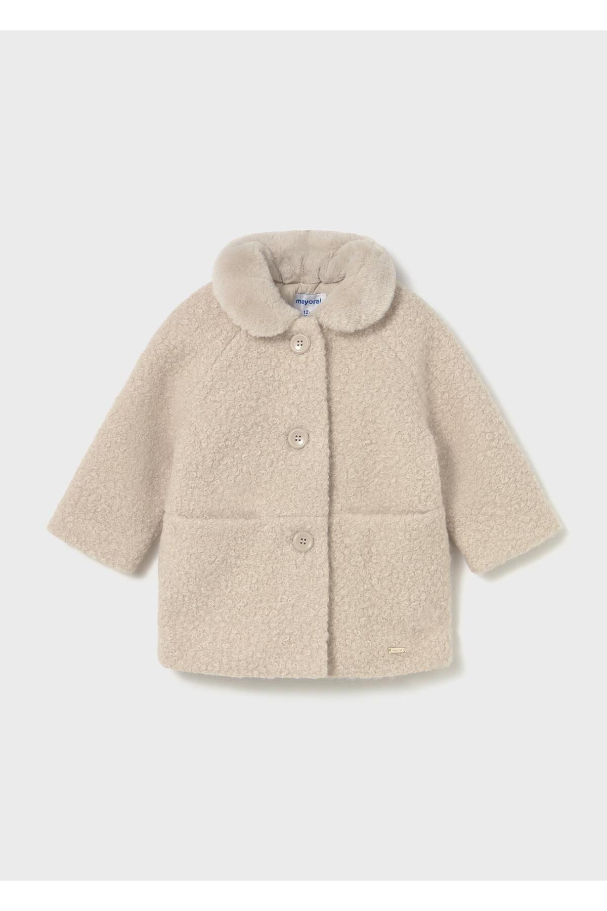 Mayoral Kız Bebek Kürklü Kaşe Kaban Bej fotoğrafı 2 (önizleme)