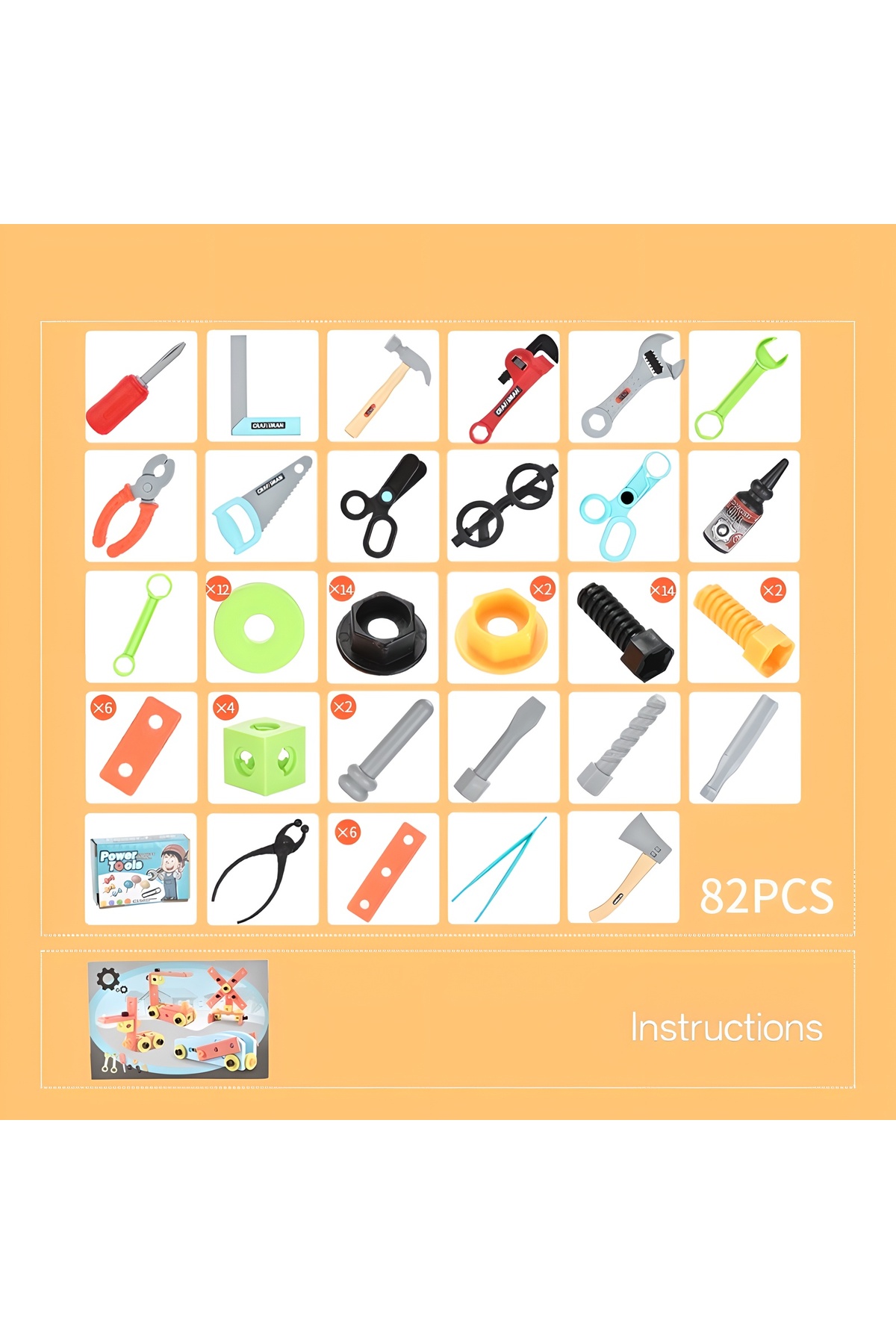 ۸۲ تکه اسباببازی مونتاژ DIY برای کودکان، اسباببازیهای ساخت خلاقانه، اسباببازیهای آموزشی برای نوپاها