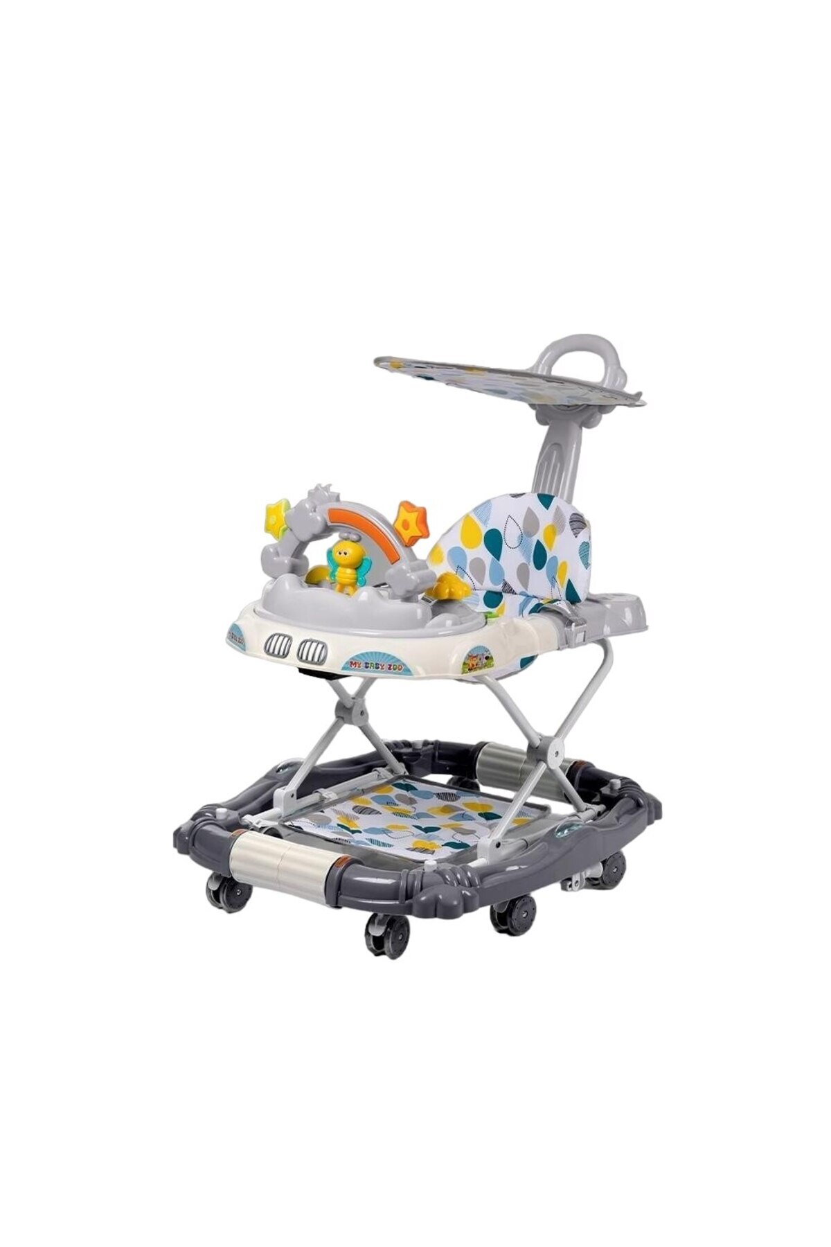 Mixbo-Walker with Toy and Foldable Push Handle - Gray 5