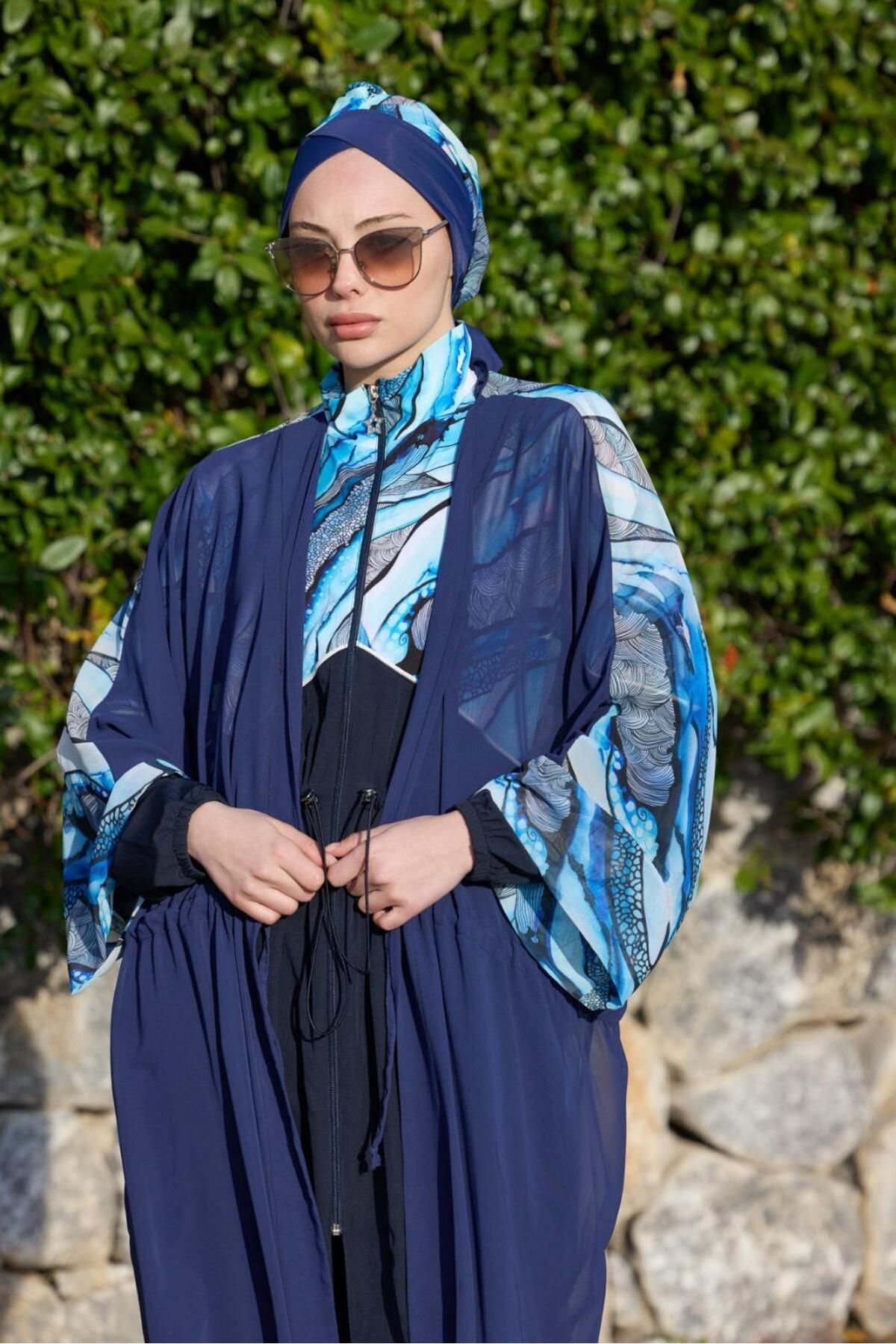 NS TASARIM MAYO-Maris Pattern Waist Lace-Up Design Hijab Pareo 2