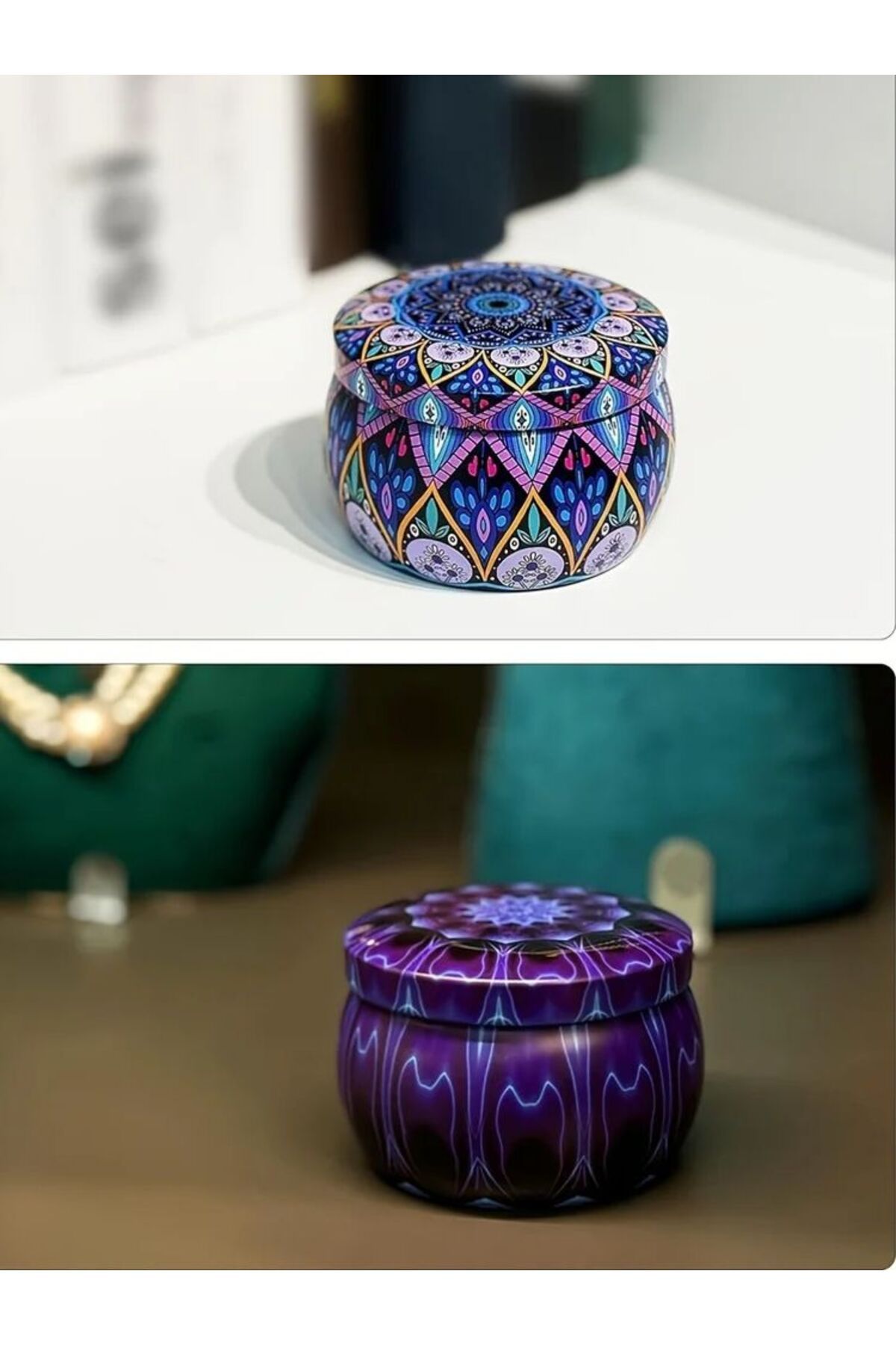 Choice-Multi-Colored 62 Piece Set / Group of 10 Patterned Candle Jars Includes 20 Wicks, 20 Wick Stickers & 8