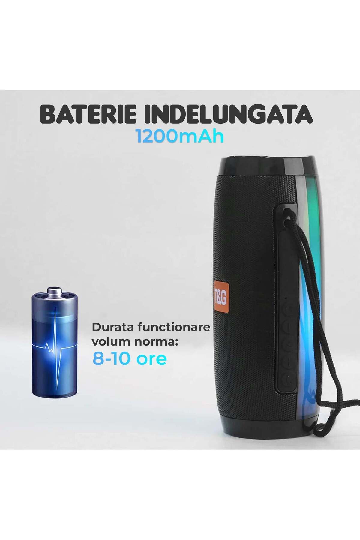 Timebox-Portable speaker with RGB lights, Bluetooth, 360 surround sound, 1200mah, Waterproof 6