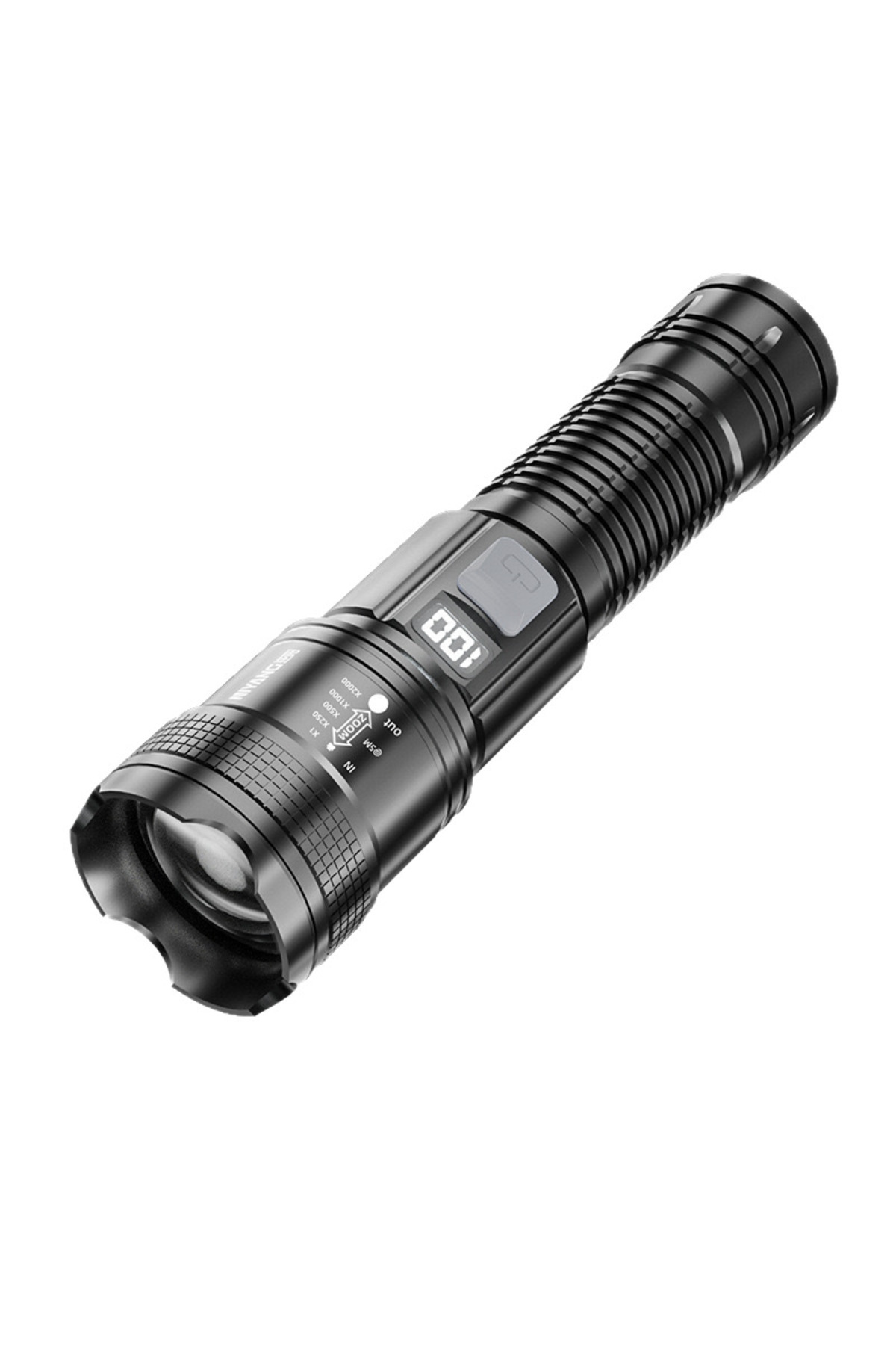 Choice-ZOOM 1Pac built-in battery Rechargeable LED Flashlight Zoomable Torch with LCD Display 3 Modes Water 1
