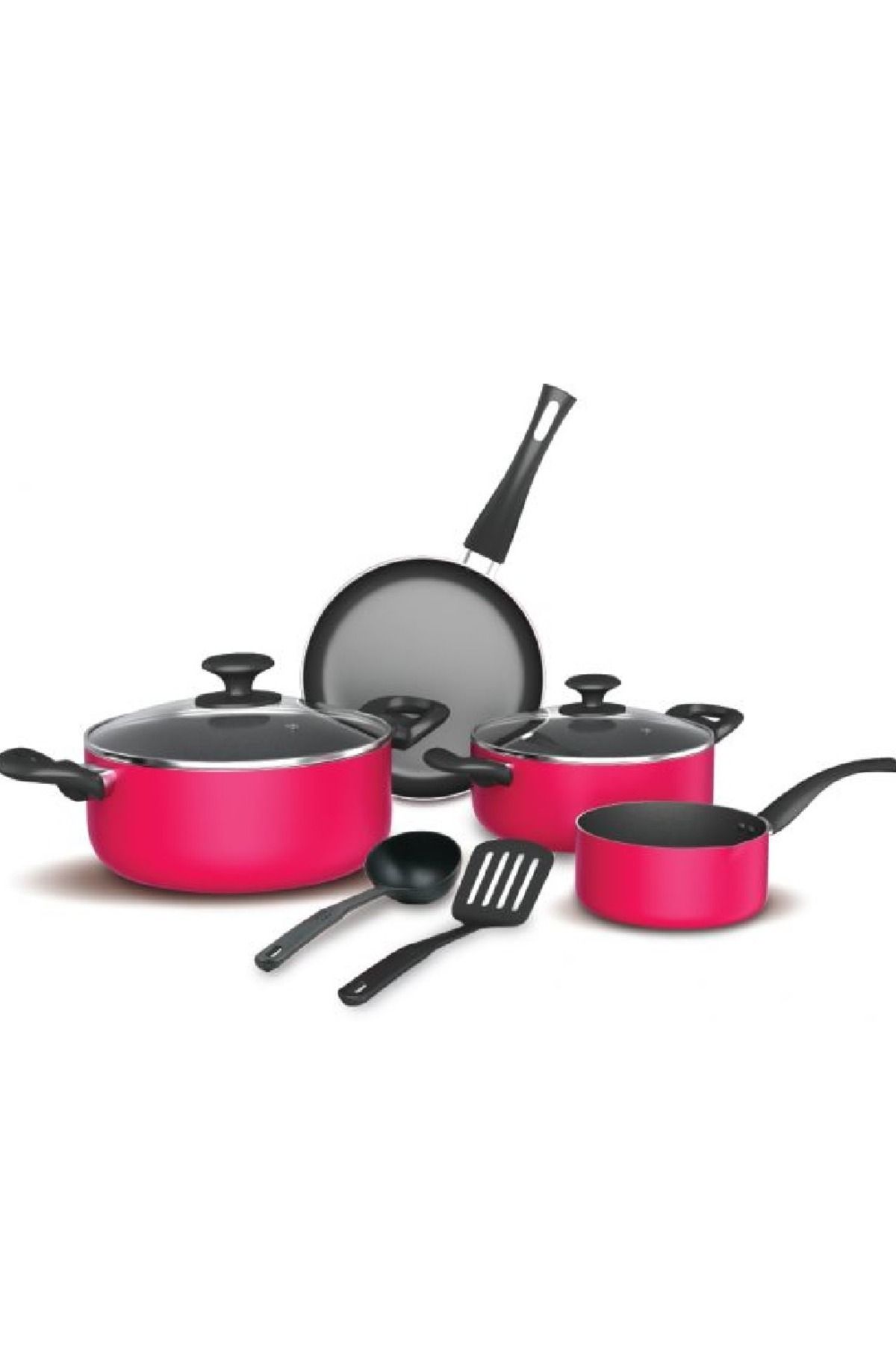 Cooking Pot Sets-Homeway Non-Stick Cookware Set, Multi Color, 8 Pcs 1