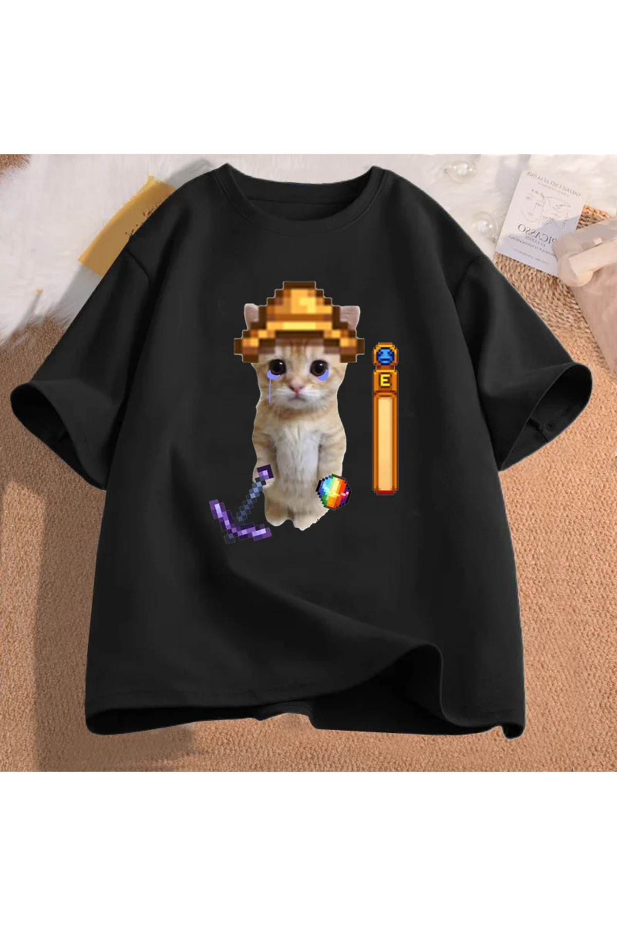 Black Stardew Valley El Gato i Play Gra with Streetweed