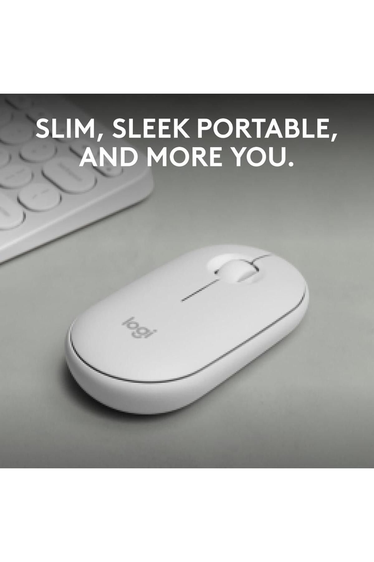 logitech-ماوس بيبل ماوس 2 M350s رفيع لاسلكي بتقنية البلوتوث باللون الأبيض 5