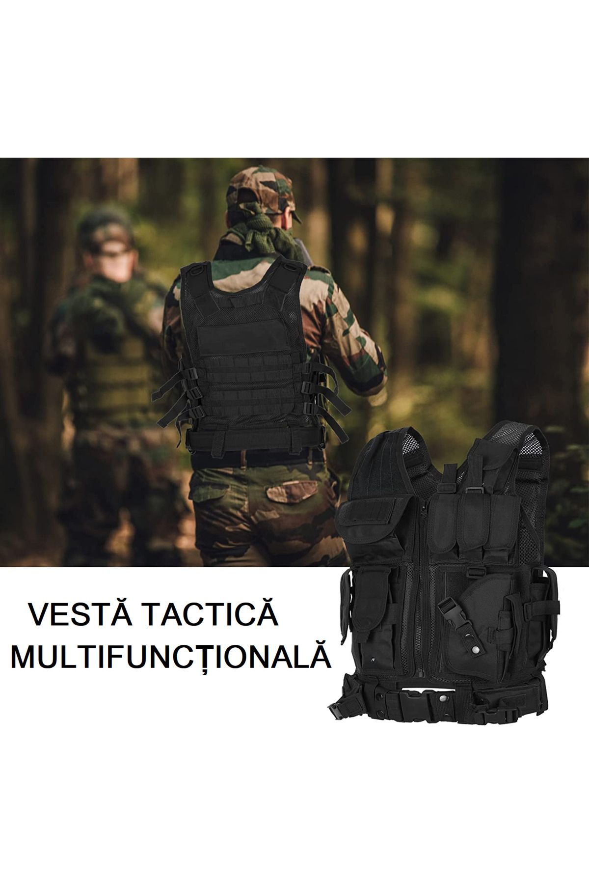 Hipolar-Tactical Vest, Adjustable to All Sizes, Multifunctional, Security Guard Agents, Black 8