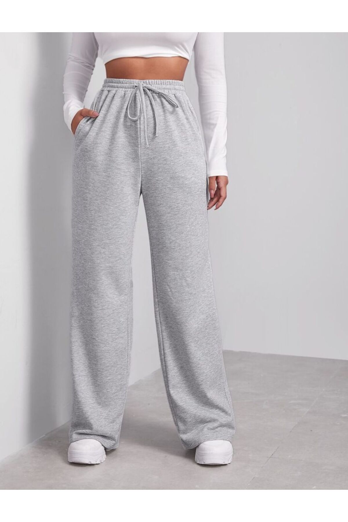 Le Vion  Kadın Kışlık Kalın İçi Yünlü Oversize Bol Paça Pantolon Eşofman Altı