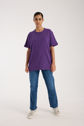 Pumba Kadın Oversize Bisiklet Yaka Basic T-Shirt
