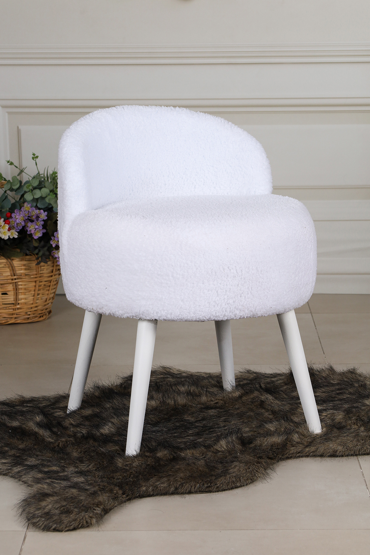 PUFMANYA ROMEO XLARGE YUMUŞACIK TEDY PELUŞ DOĞAL GÜRGEN AYAKLI PUF SANDALYE KOLTUK BERJER