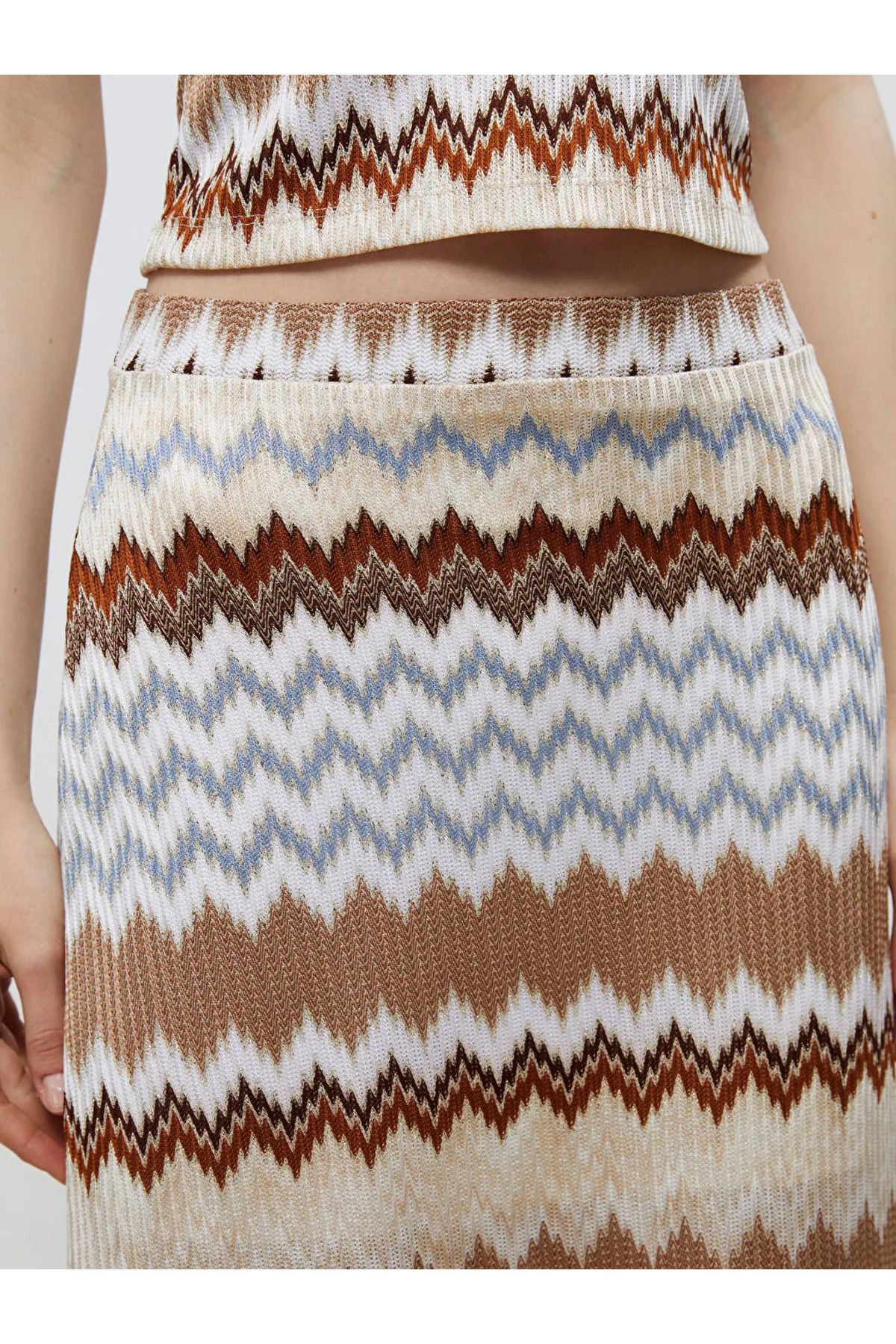 LC Waikiki-Soulife ecru patterned skirt with elastic waist 3