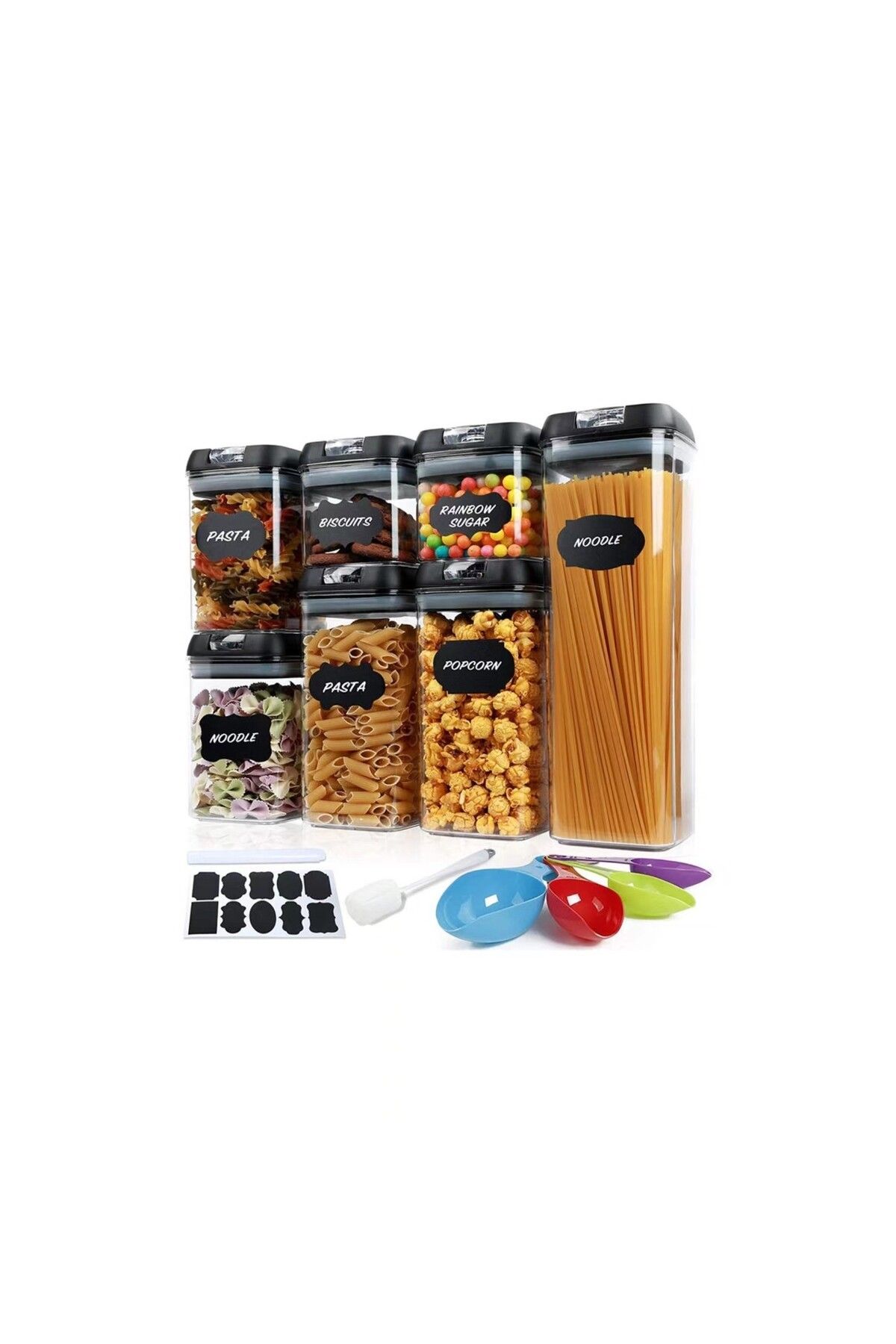 OEM-Set of 7 Food Organization Containers, Airtight Closure, Reusable Labels 1