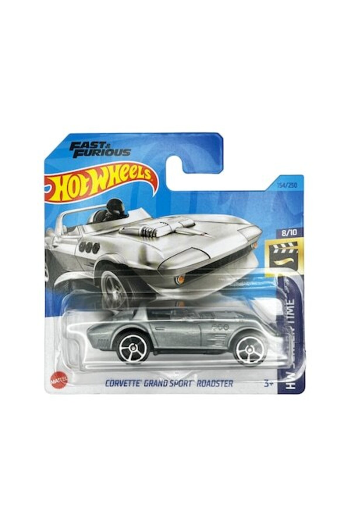 Masinuta metalica Hot Wheels Corvette Grand Sport Roadster, gri, 1:64
