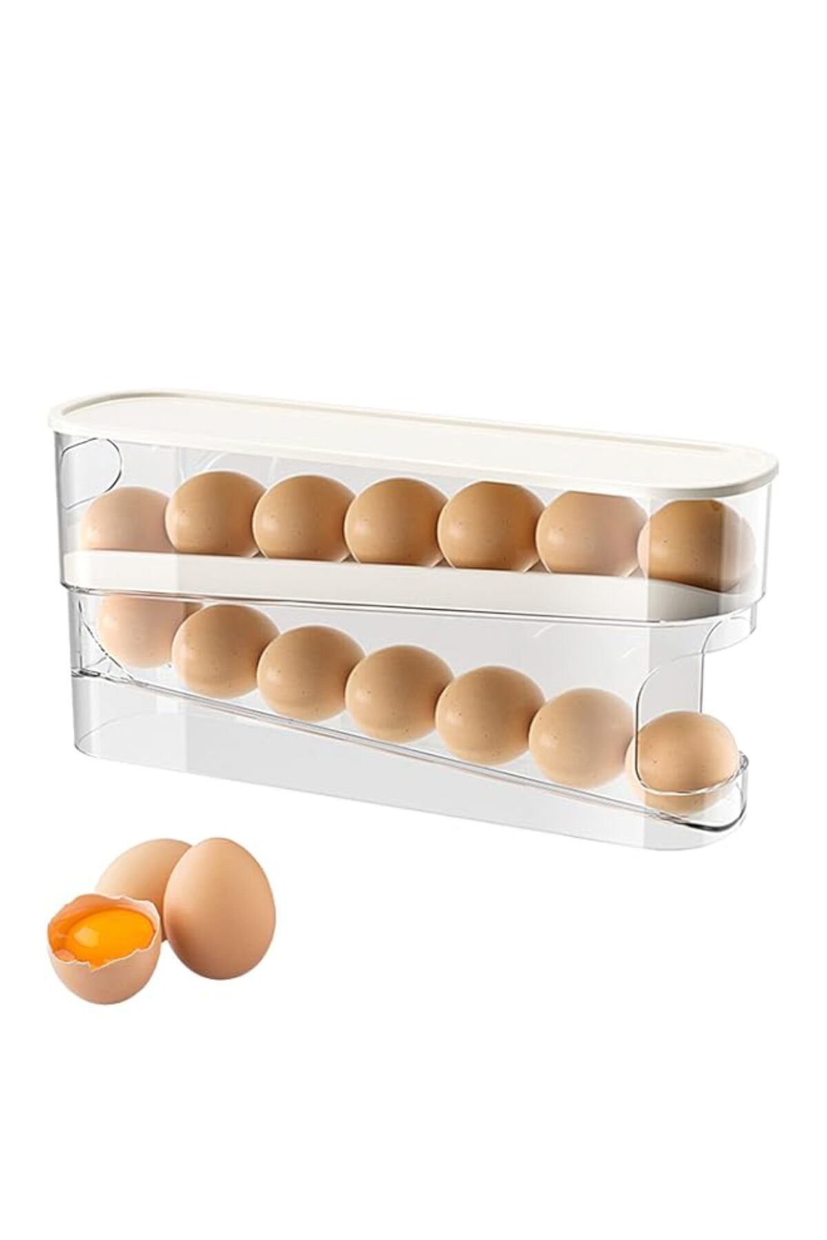 Generic-SOPTEC Egg Dispenser For Refrigerator, 12 Grid Egg Keeper For Refrigerator, Stackable Space-Saving 1