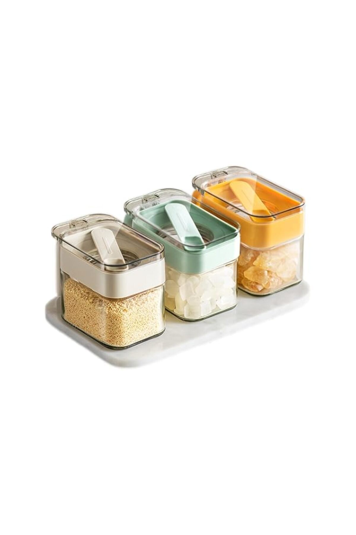 Generic-Tazweeq Condiment Jar Spice Container, Sugar and salt container set，Glass Seasoning Box with Spoon 1