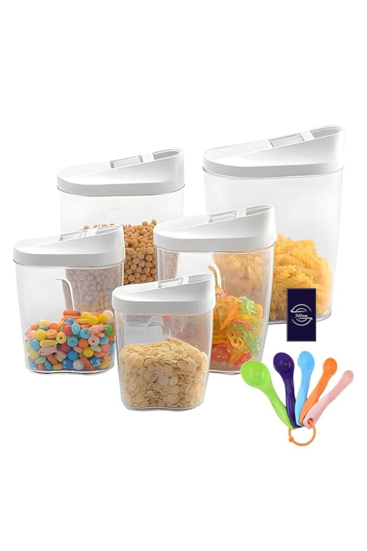 Generic-JeDeem Food Storage Container 5pcs Set with Measuring Spoons – BPA-Free Plastic Containers for Kitc 1