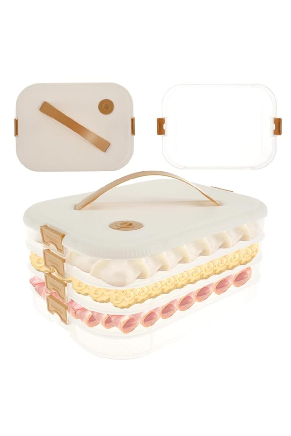 Generic-KASTWAVE 4-Layer Deli Meat Container, Bacon Storage Box with Lid & Date Recording, Removable Food O 1