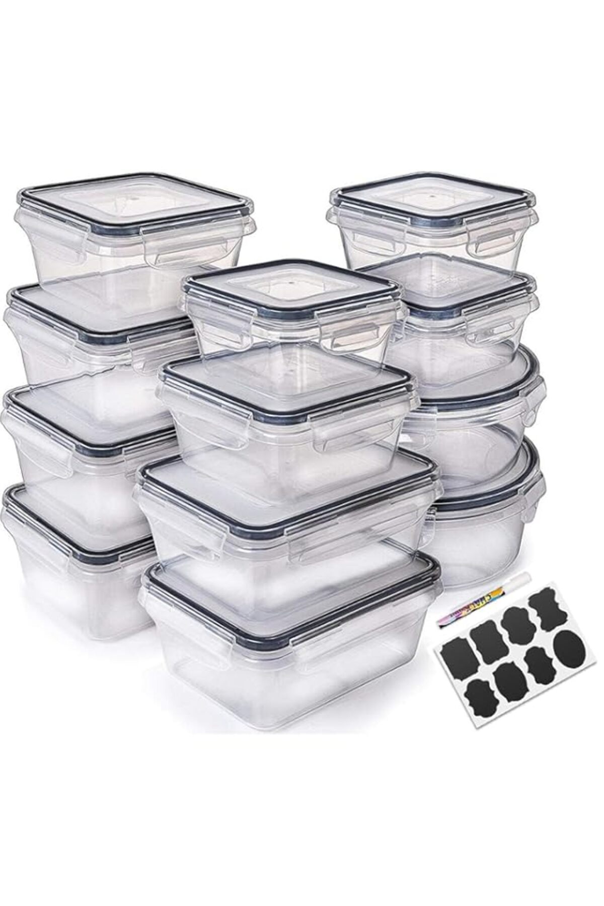 Generic-PREMIFY Airtight Meal Prep Container Set with Locking Lids & Labels, 12pcs Re-usable Plastic Food S 1