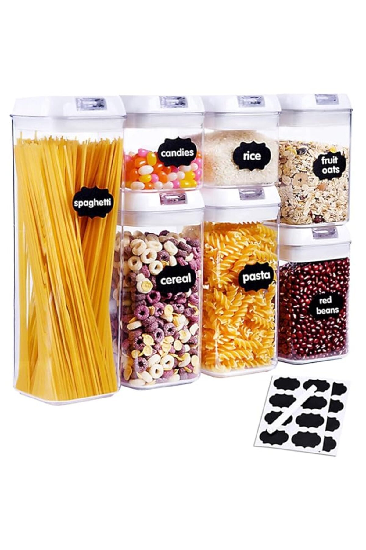 Generic-Reko Airtight Food Storage Containers, 7Pc Plastic Cereal Containers Storage Set with Lids - Labels 1