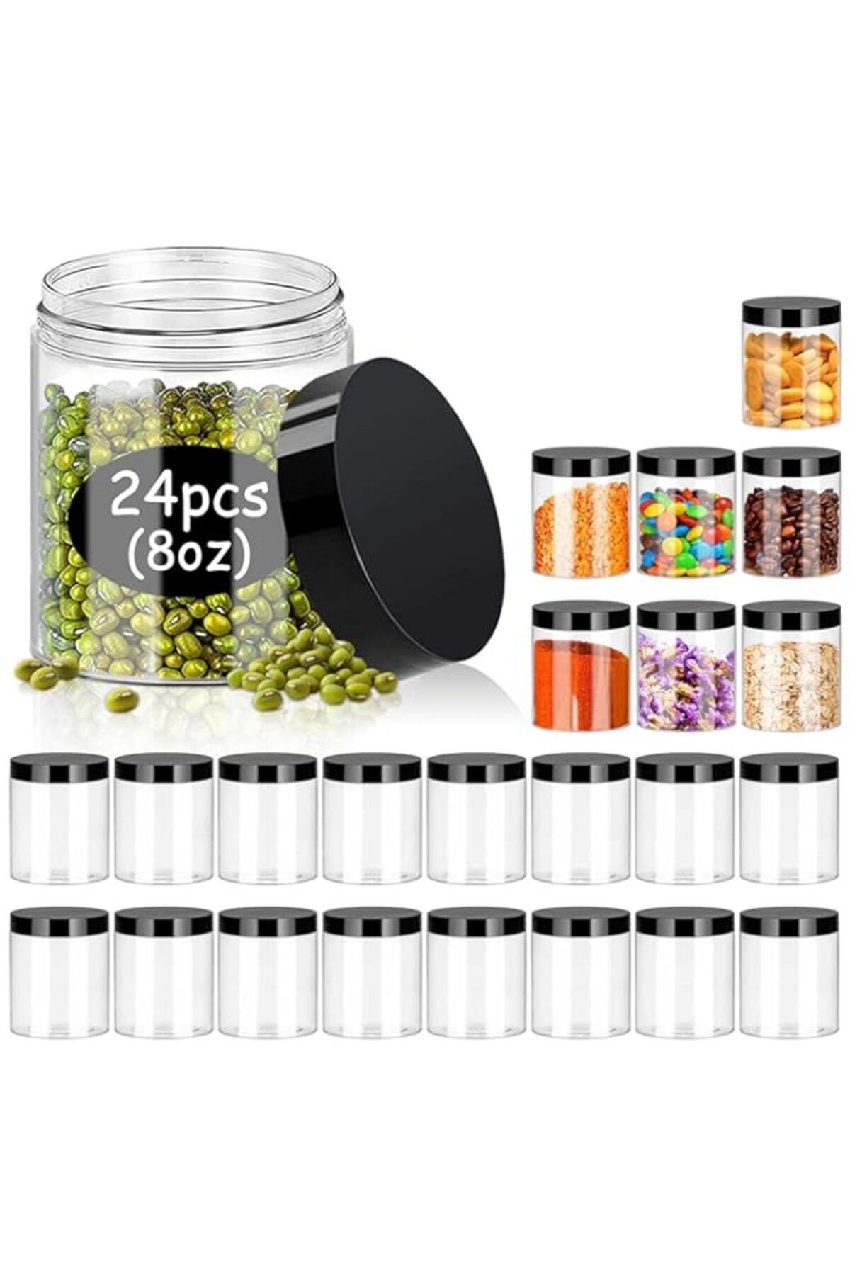 Generic-MAKINGTEC 8oz Plastic Jars with Lids, 24 Pack Clear Plastic Slime Containers Stackable Round Empty 1