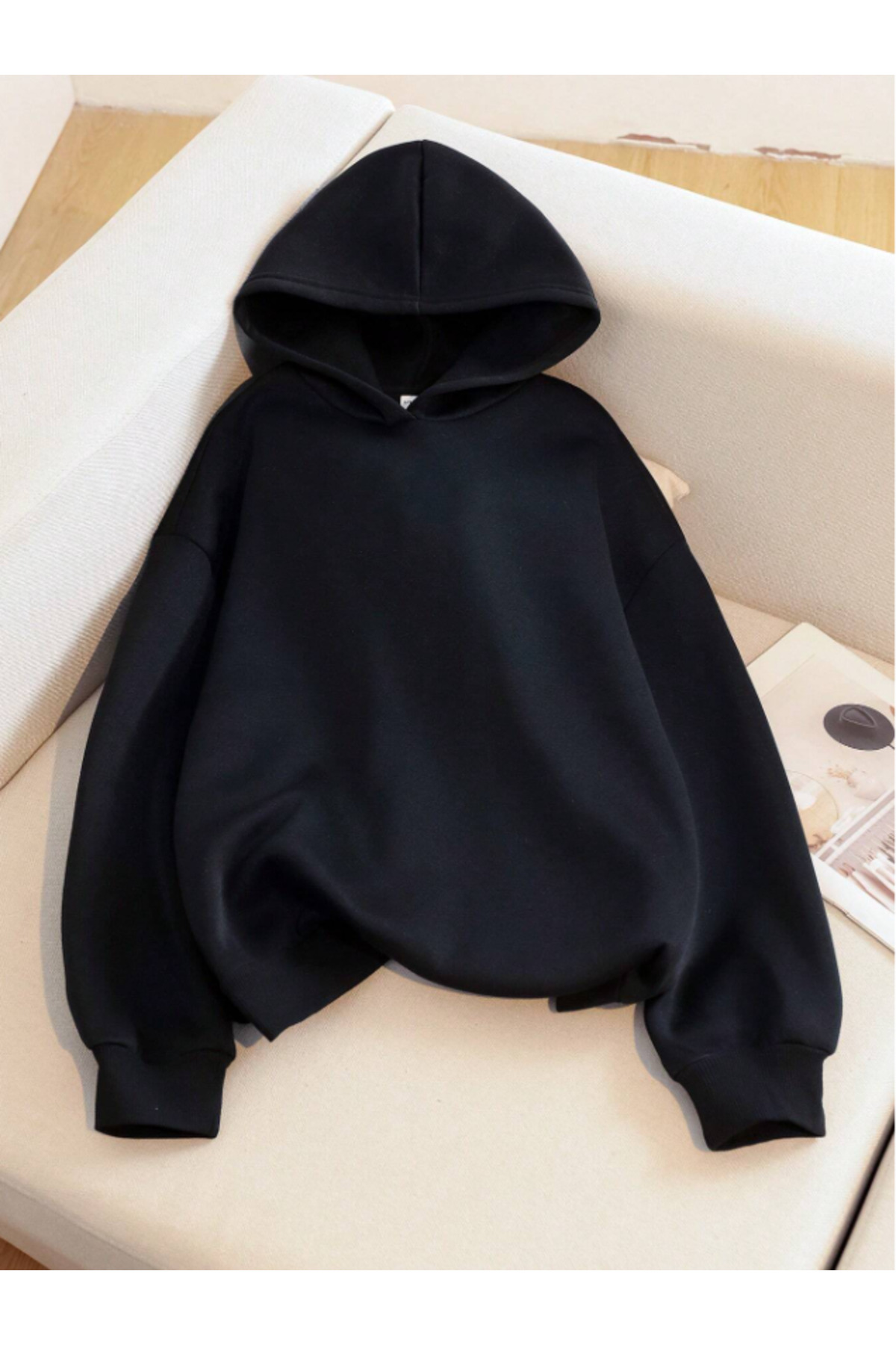Framgan Unisex Kadın/Erkek Y2k Leopar Kurdele Detay Baskılı Pamuklu Oversize Kapüşonlu Sweatshirt Hoodie görsel 2