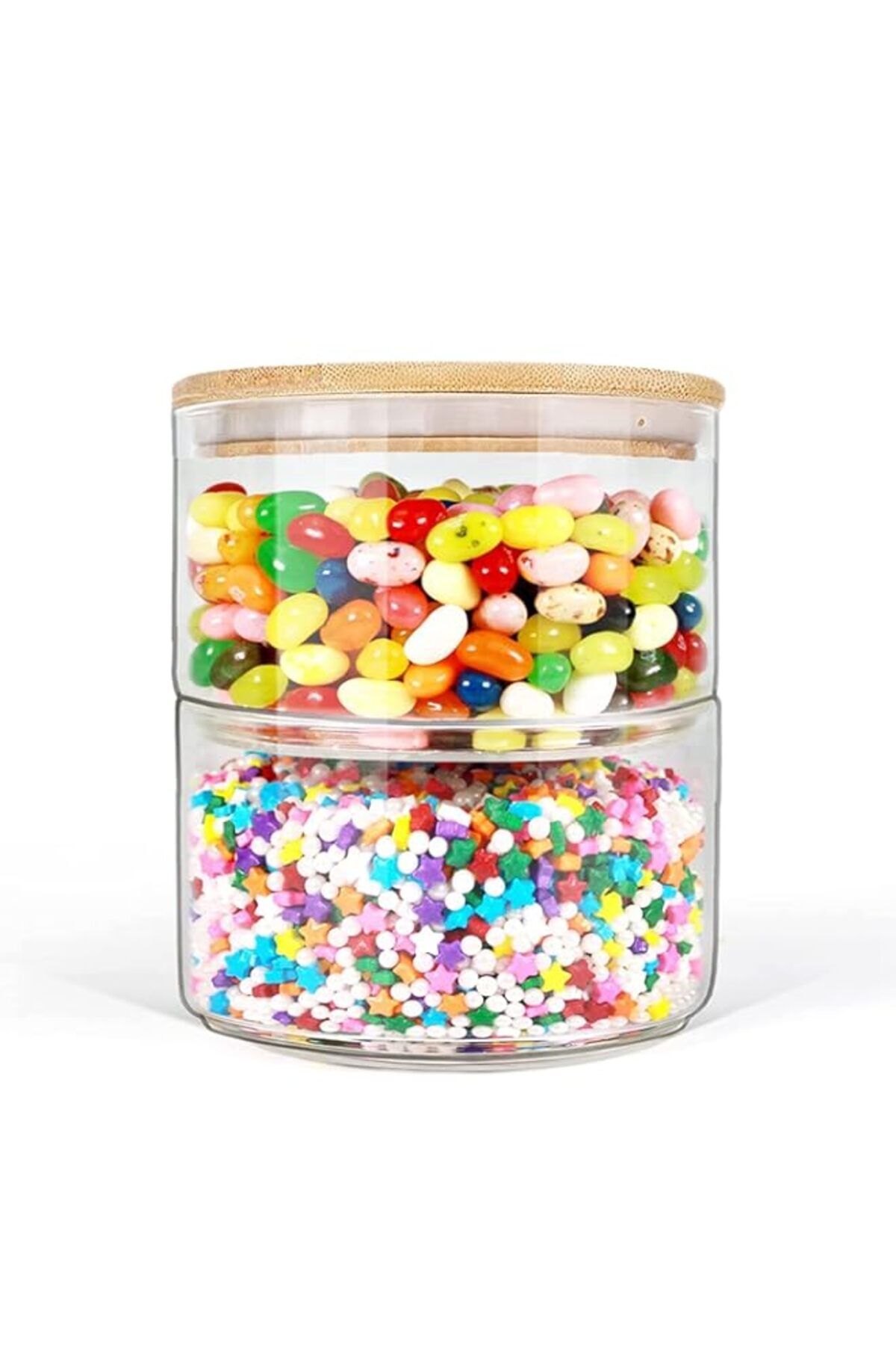 Generic-Cabilock Airtight Glass Storage Jars With Lids 2-tier Stackable Food Canisters Containers Salad Fru 1