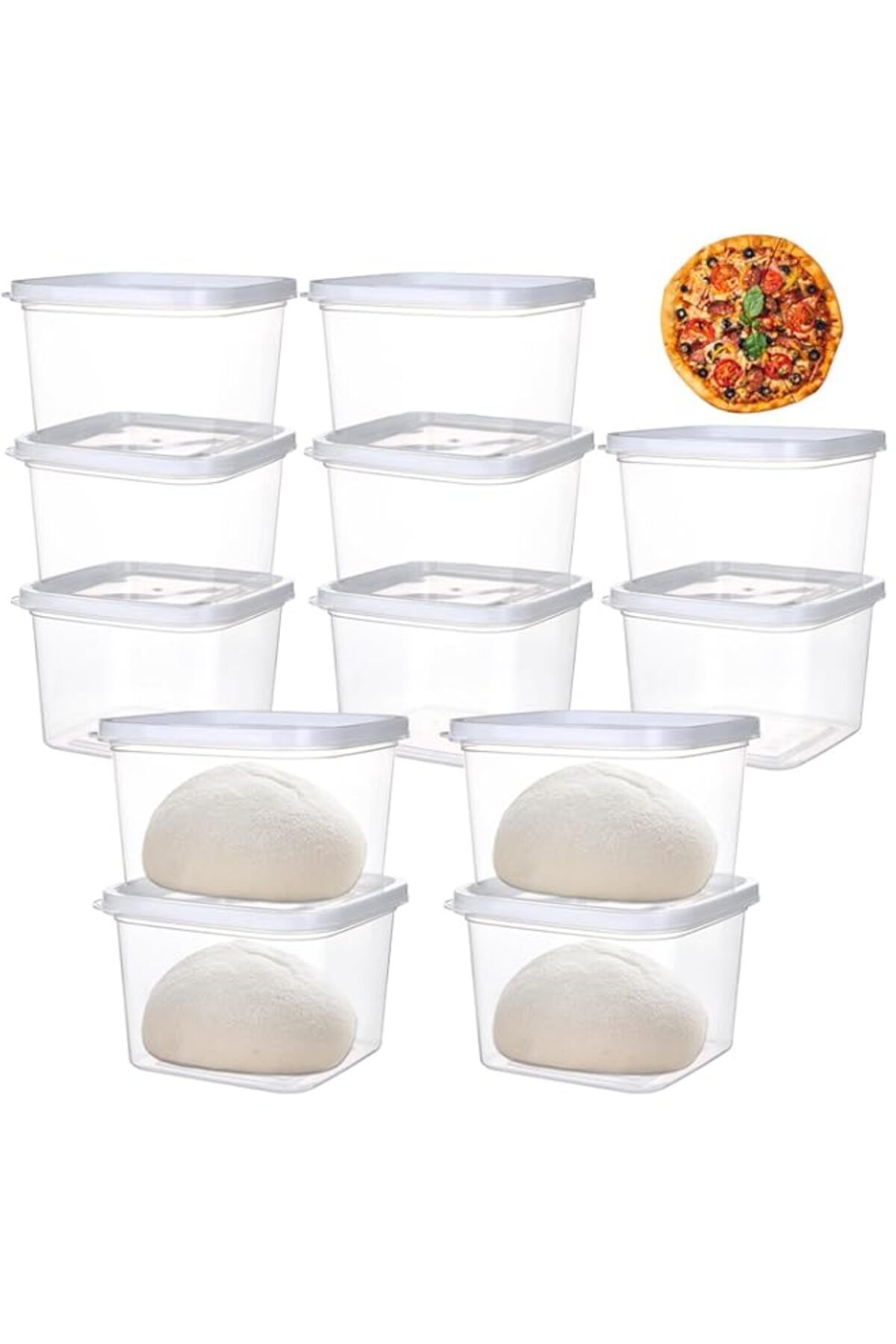Generic-12Pcs 4.33*4.33*2.75" Stackable Dough Proofing Box Large Pizza Dough Proofing Box with Sealing Lids 1