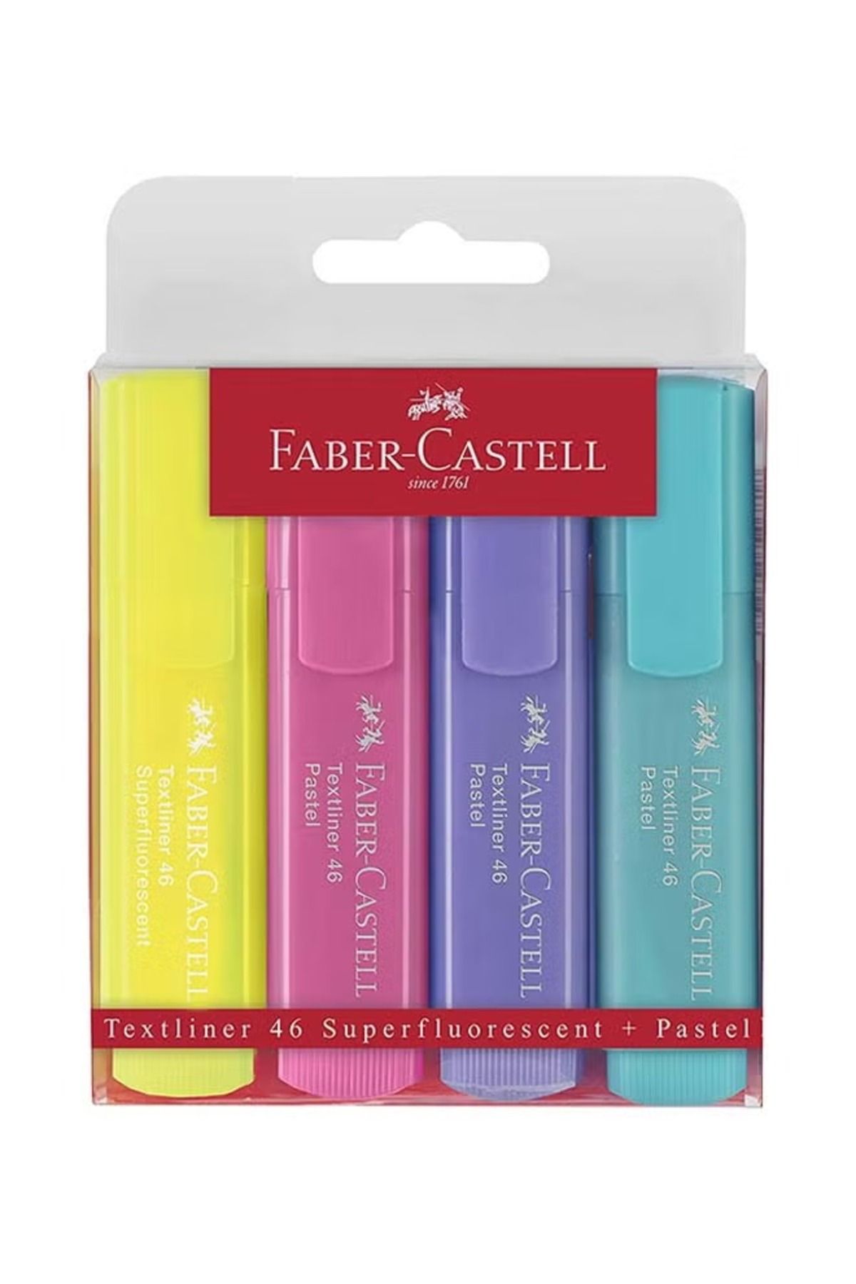 Faber Castell-4-Piece Pastel Textliner Set – Soft Multicolour Highlighters for Smooth Marking 1