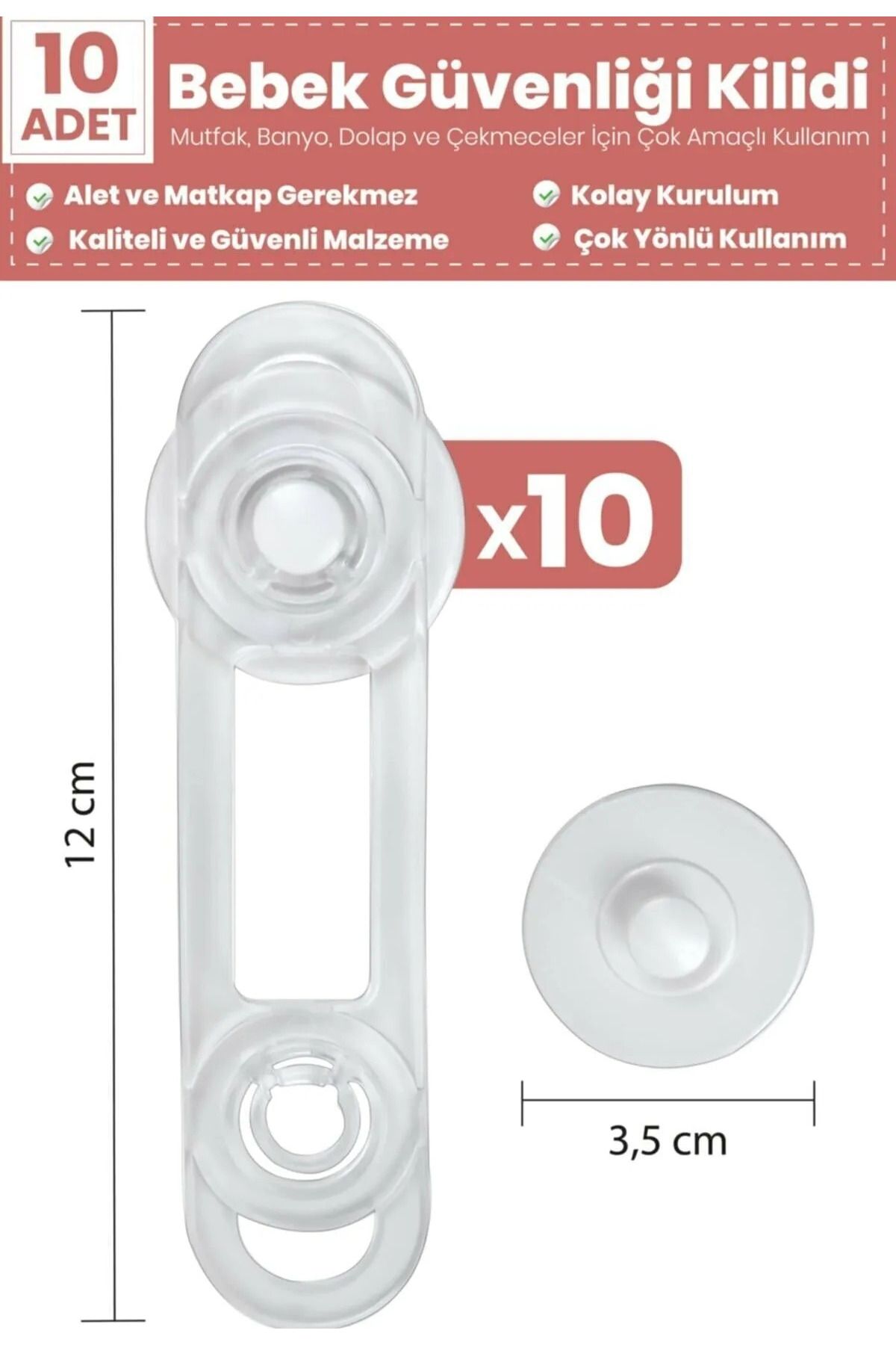 SÖZER ORMAN ÜRÜNLERİ-Drawer Child Lock Cabinet, Drawer Protector Mini Multi-Purpose Lock - (10 Pieces) 2