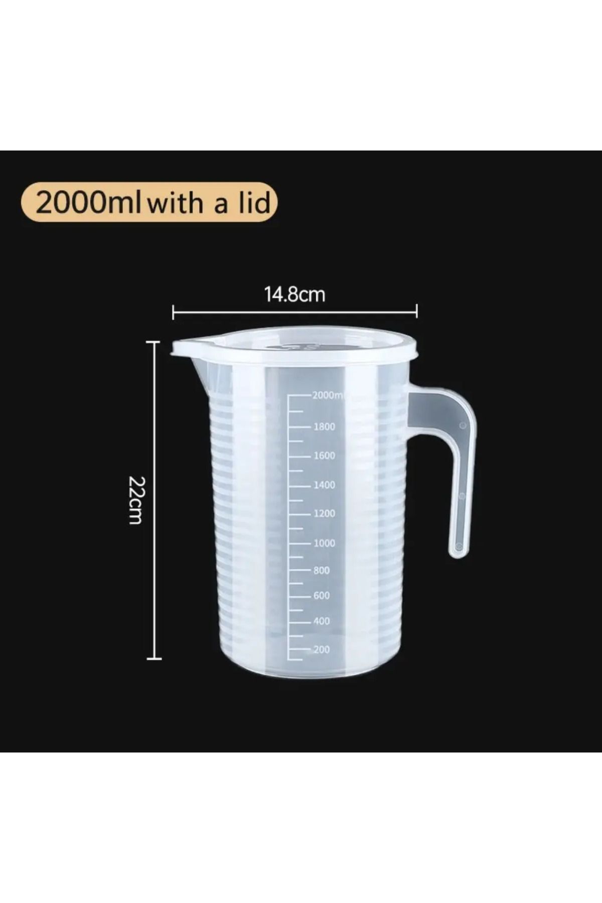 Choice3-2000ml(with a lid) 100-5000ml Thickened Plastic Measuring Cup with Scale Food Grade Measuring Cup Ex 1