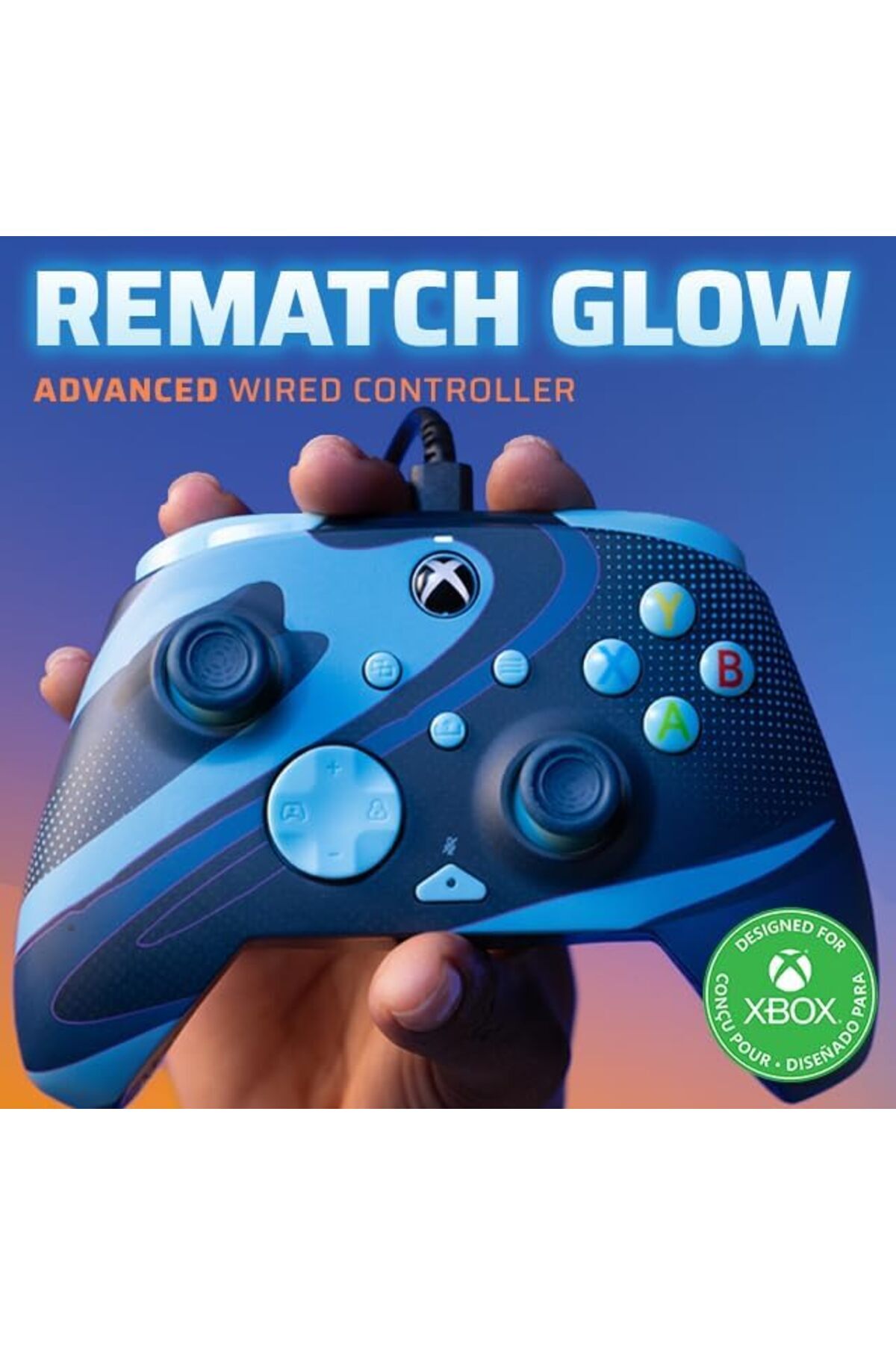 Pdp-REMATCH GLOW Advanced Wired Controller: Blue Tide For Xbox Series X|S, Xbox One, & Windows 10/11 4