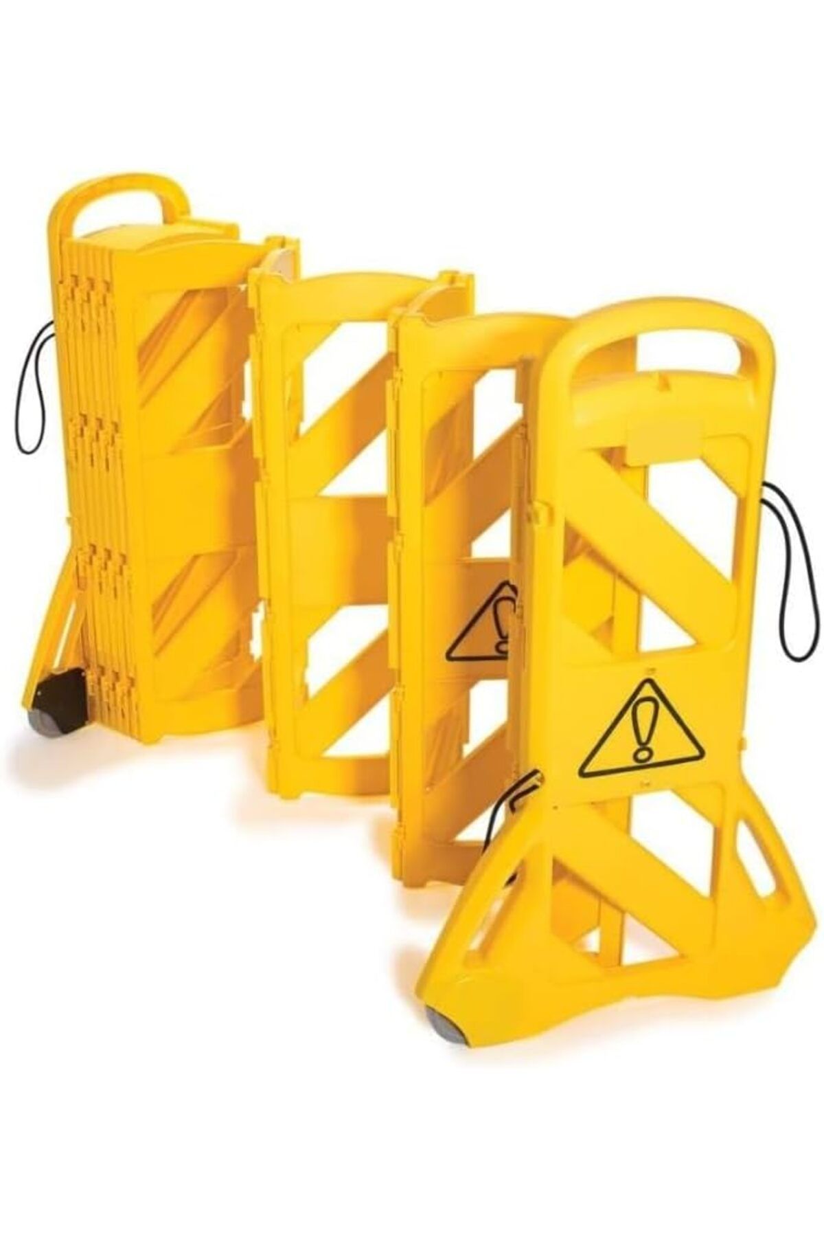 Generic-Expandable Safety Barrier, Portable Yellow Warning Barricade, Folding Crowd Control Gate with Warnin 2