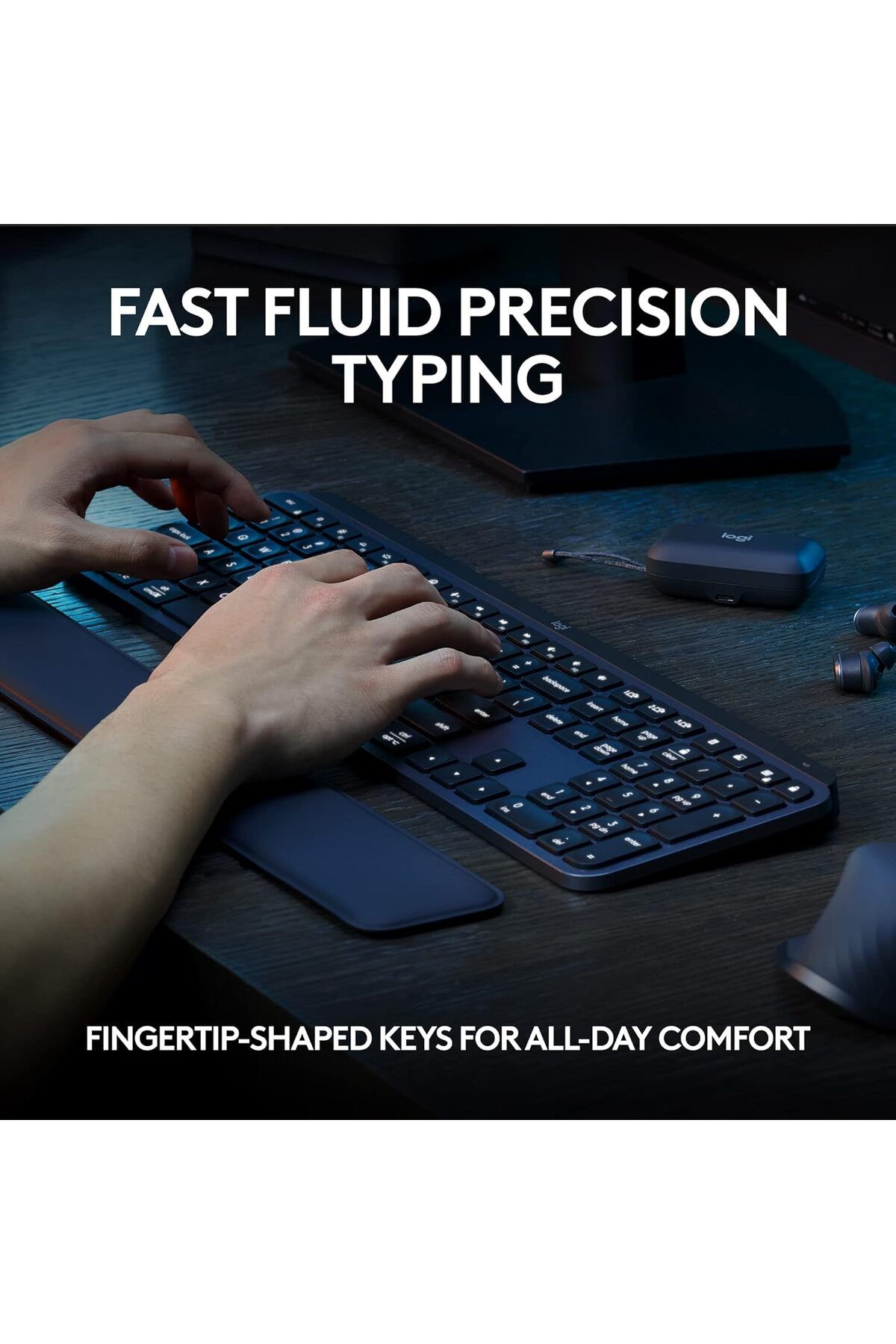 logitech-لوحة مفاتيح لاسلكية MX Keys S، تصميم منخفض، كتابة سلسة ودقيقة وهادئة، مفاتيح قابلة للبرمجة، با 3
