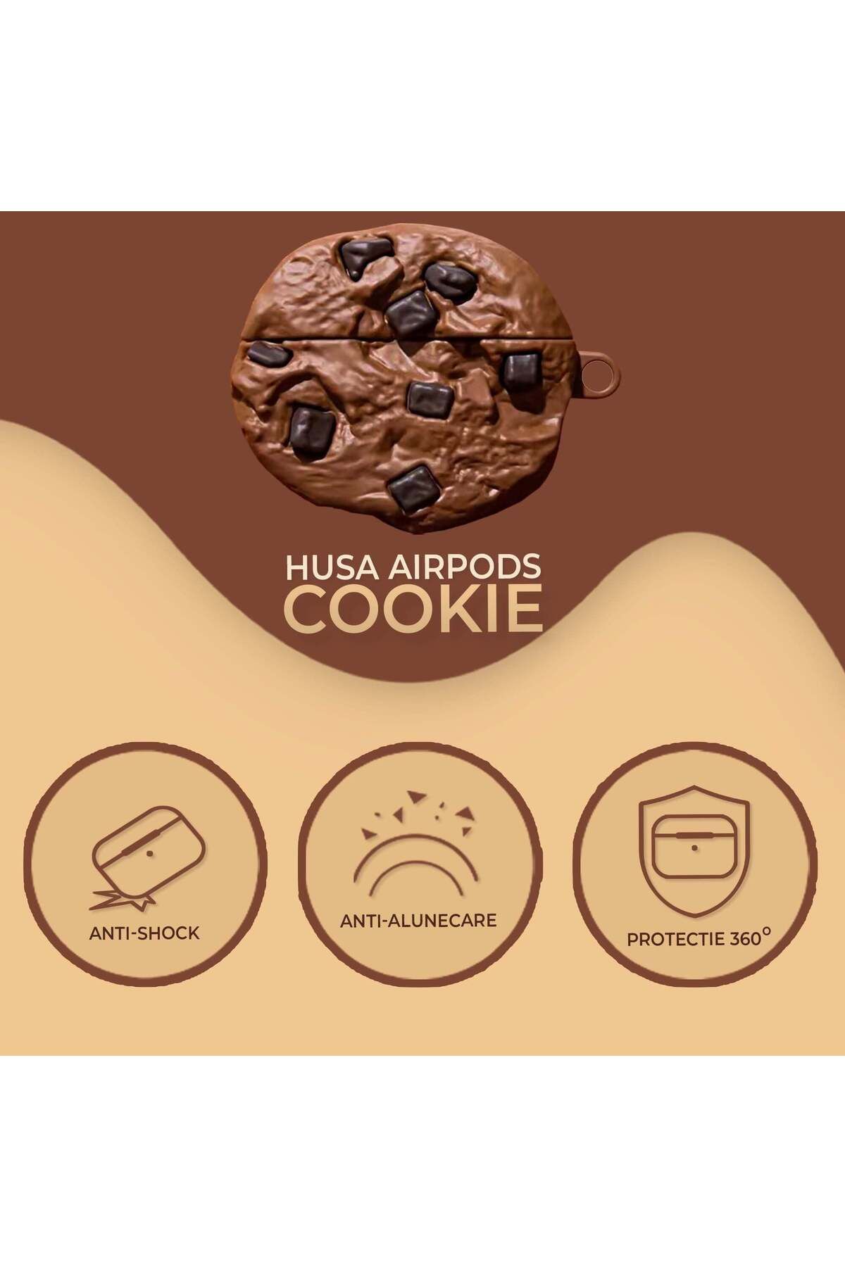 Timebox-Shockproof and anti-scratch protective case for Airpods Pro - Cookie, Brown 3