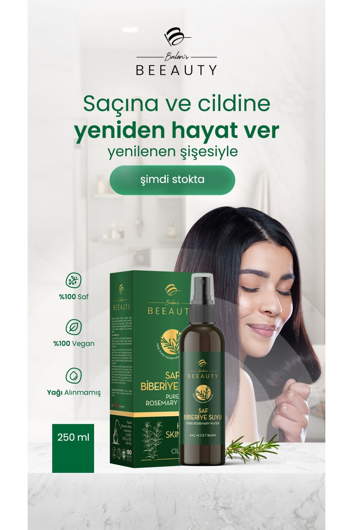 هیدروسل رزماری خالص بالن بیوتی * ۲۵۰ میلی لیتر — M-50274 — تصویر 2 از 2