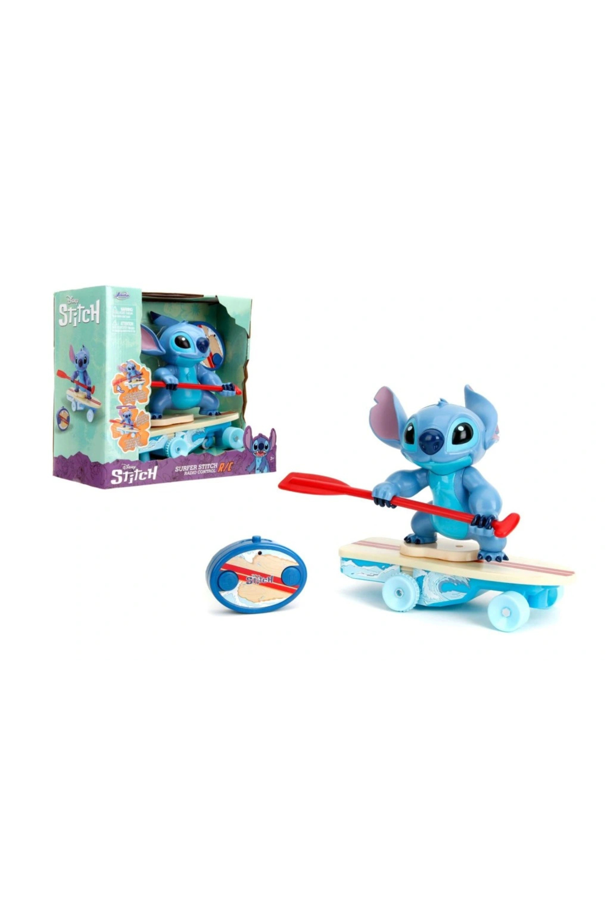Jada Stitch Surfer RC - Véhicule Radiocommandé 25cm Disney, Tours à 360° Et Se Relève Seul - Idéal Dès 3 Ans